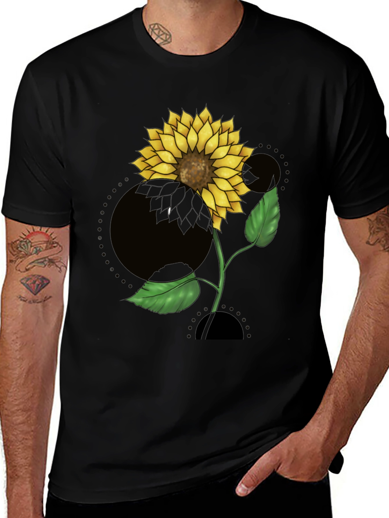Variant 30 of Sunflower Graphic Black T-Shirt
