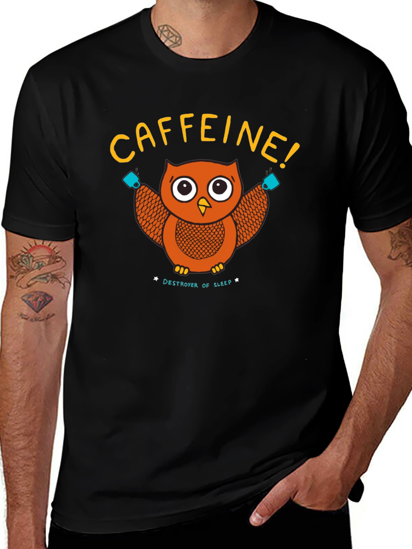Variant 30 of Caffeine Owl Graphic T-Shirt - Destroyer of Sleep