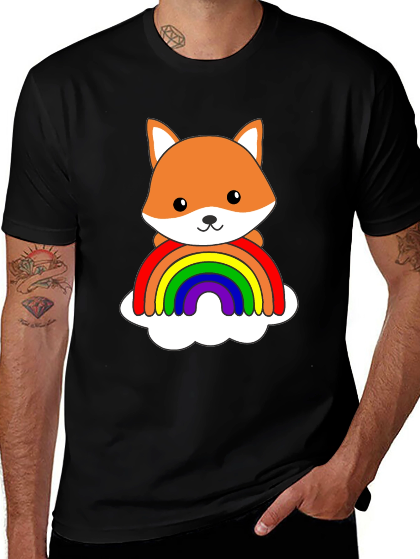 Variant 30 of Cute Rainbow Fox T-Shirt - Graphic Tee