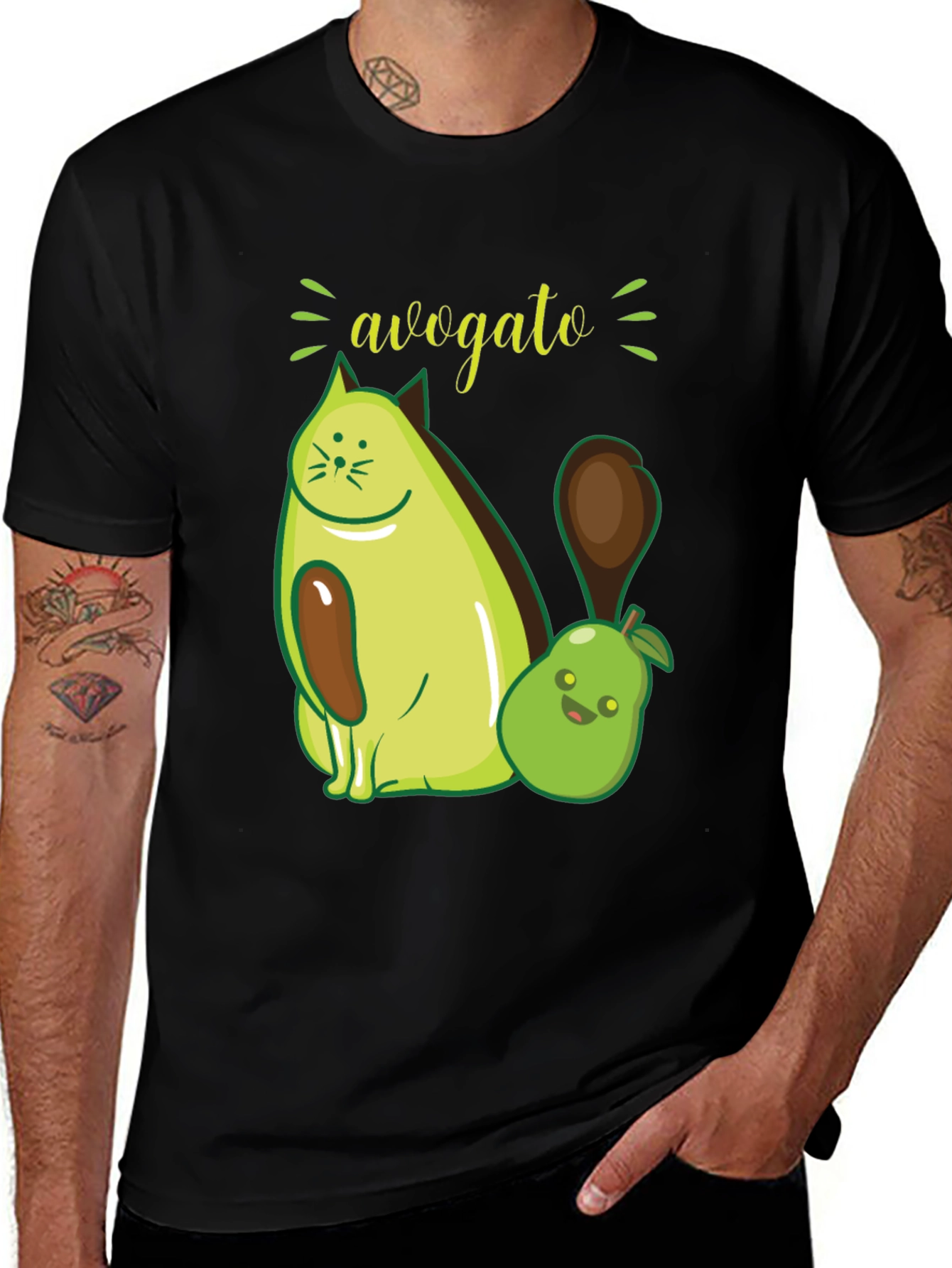 Variant 10 of Avogato Funny Avocado Cat Graphic Tee