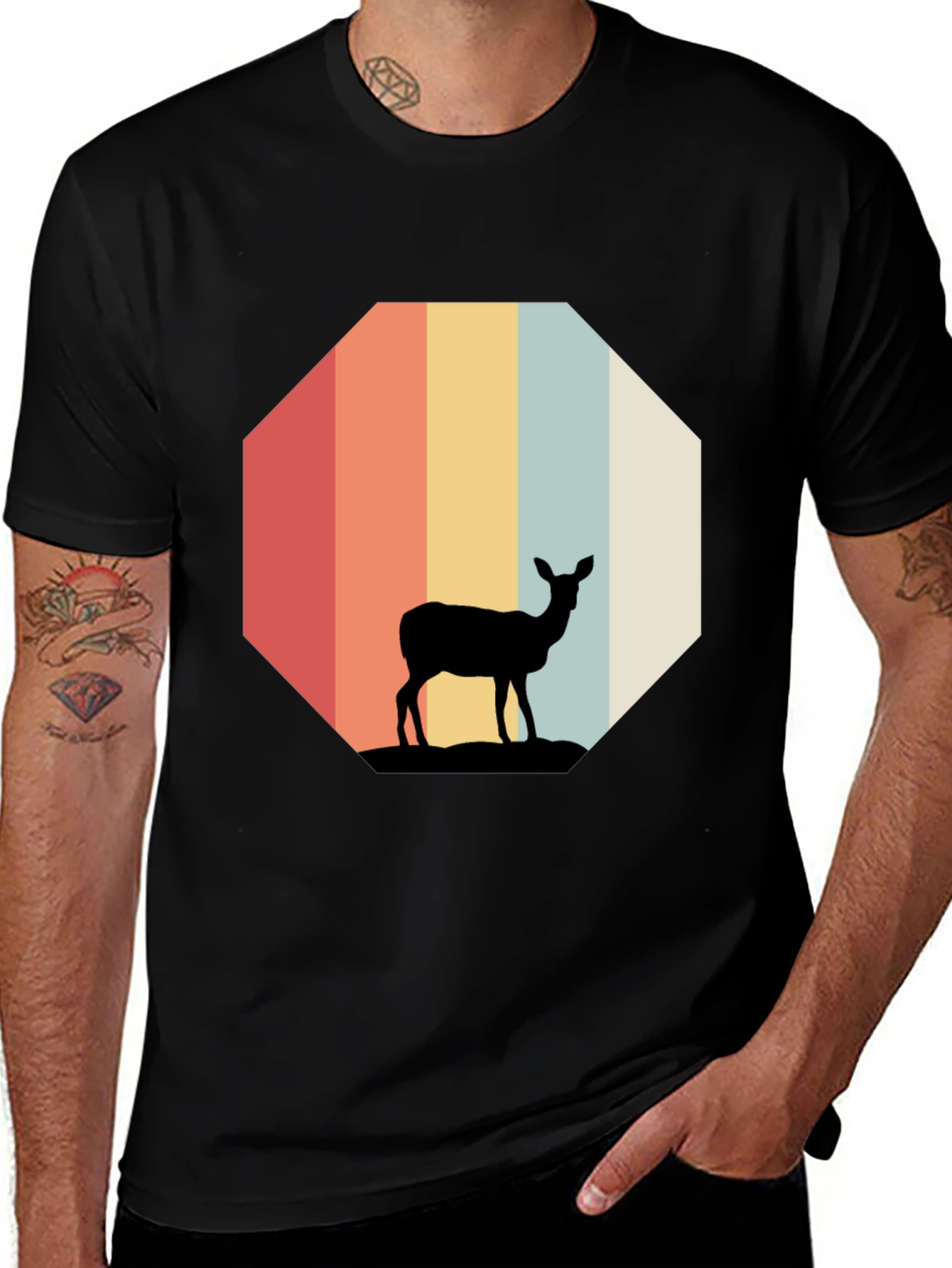 Variant 12 of Retro Deer Silhouette Men's Graphic Tee