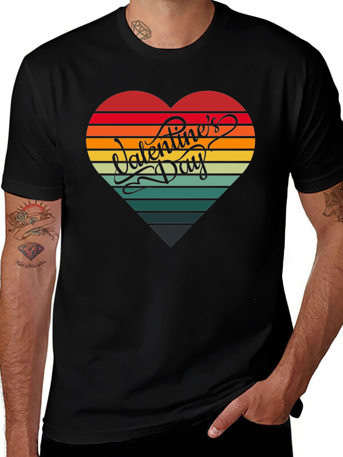 Variant 11 of Valentine's Day Heart Striped T-Shirt