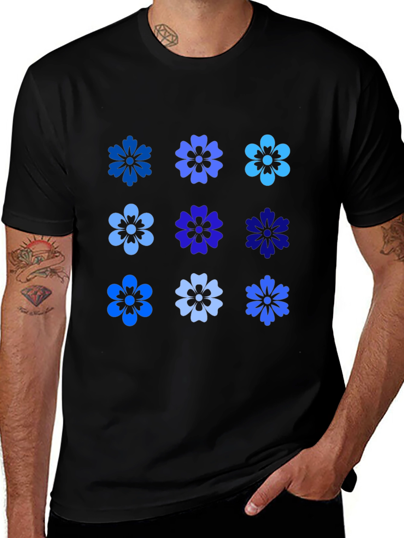 Variant 25 of Blue Floral Print T-Shirt