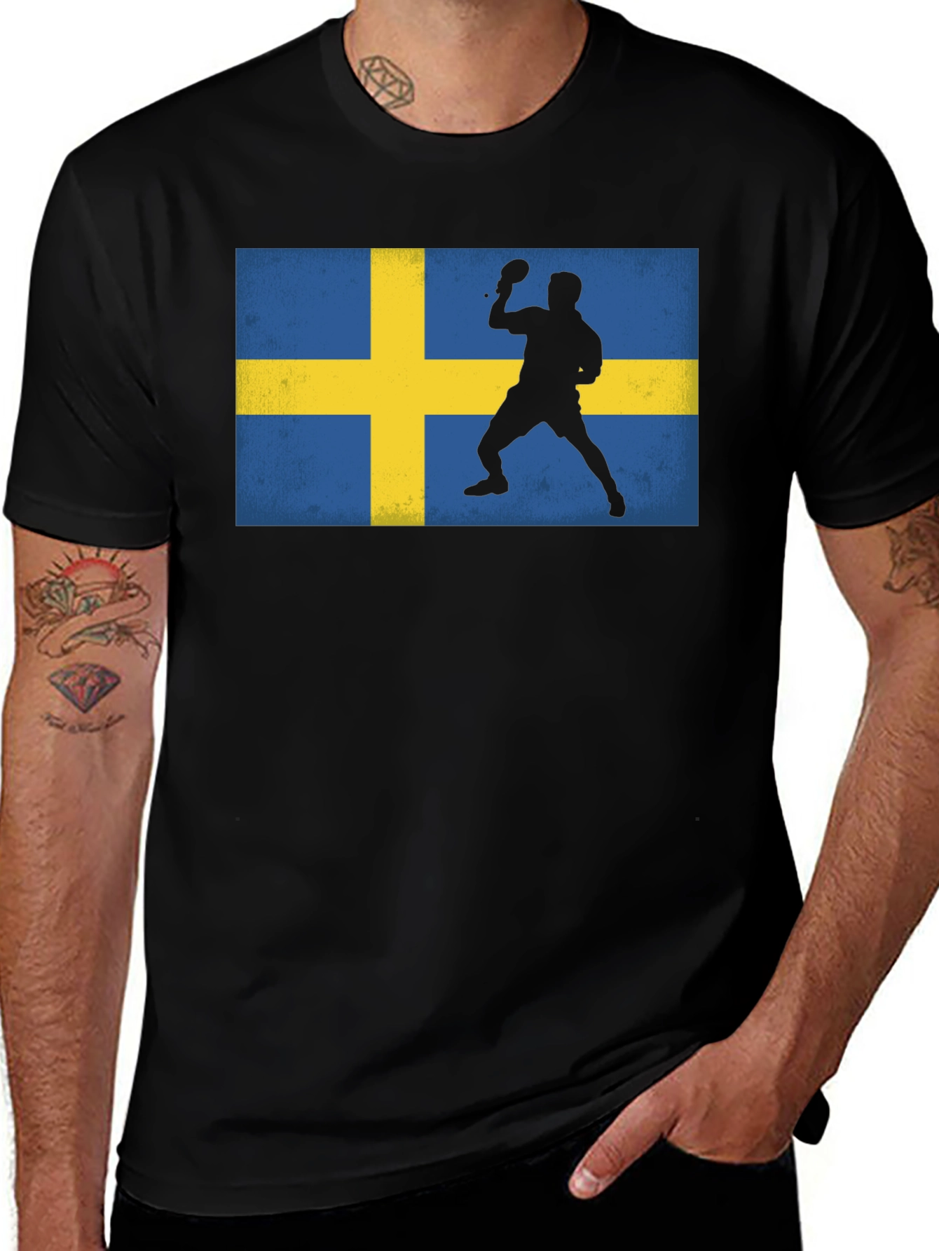 Variant 6 of Sweden Table Tennis Flag T-Shirt