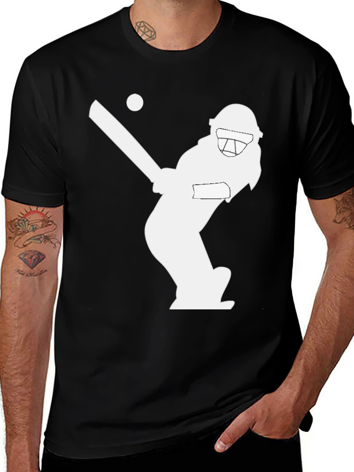 Variant 10 of Cricket Player Graphic T-Shirt - Stylish Black Tee