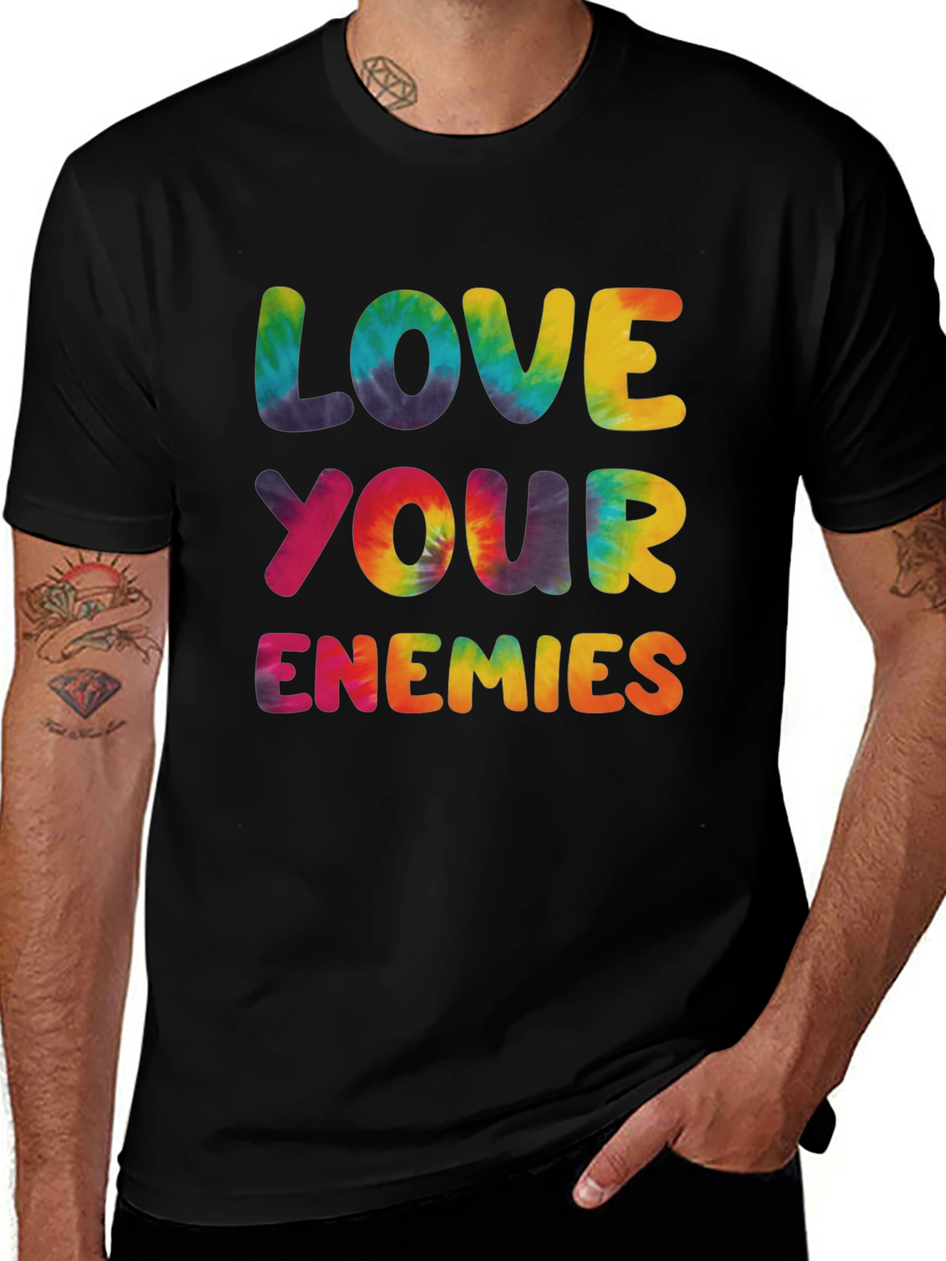 Variant 27 of Love Your Enemies Tie-Dye Graphic Tee