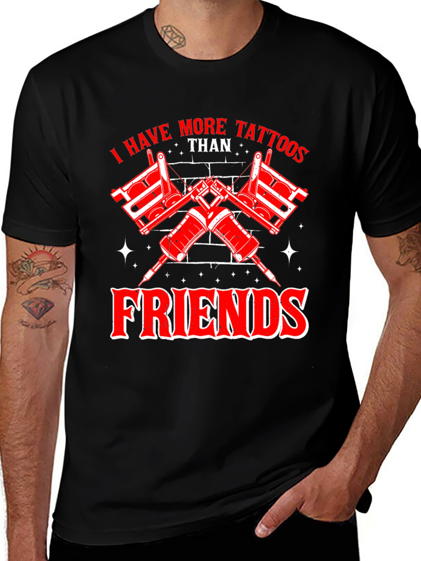 Variant 17 of Tattoo Lover T-Shirt: More Tattoos Than Friends