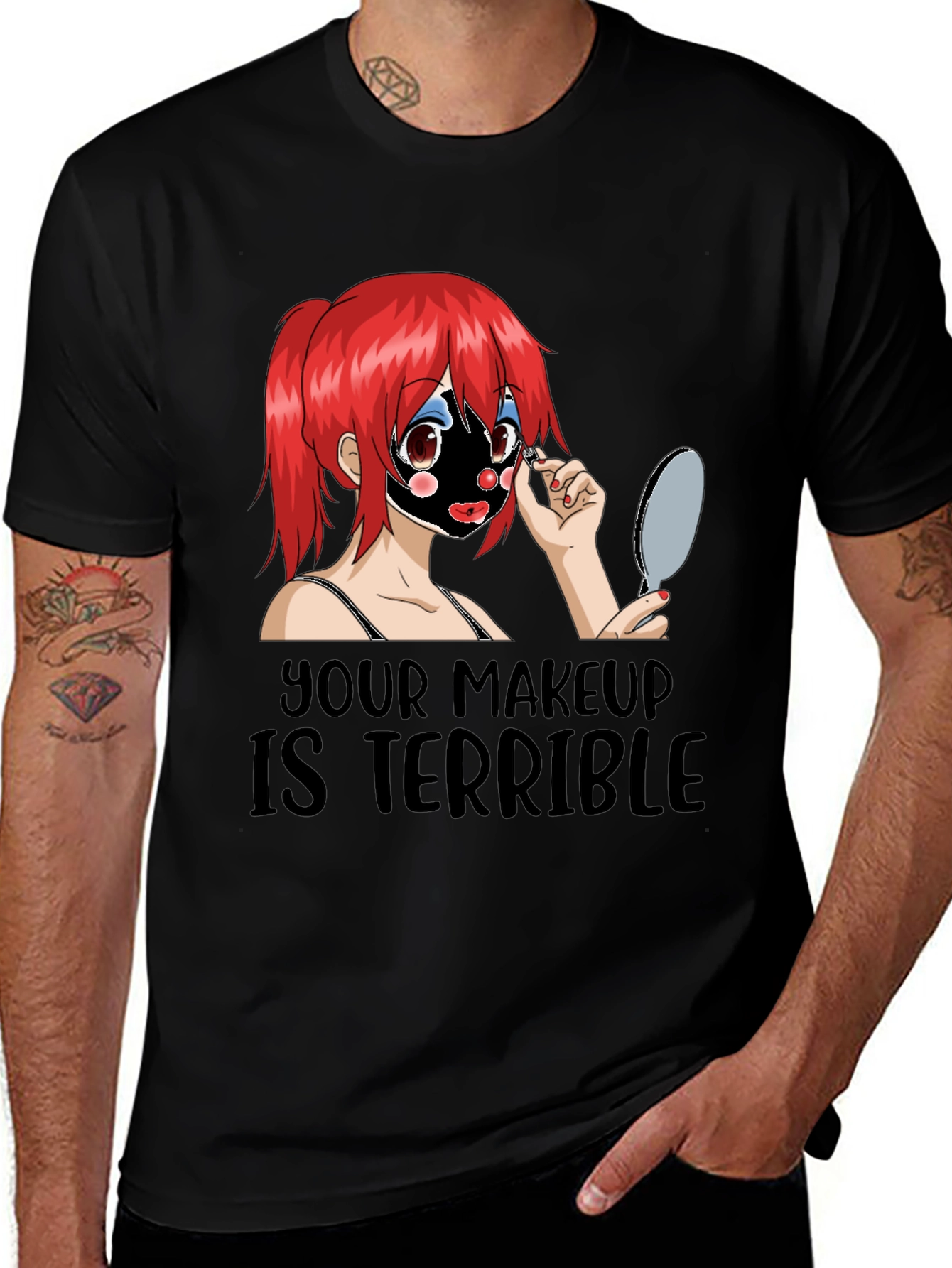 Variant 21 of Terrible Makeup Anime Girl Graphic Tee