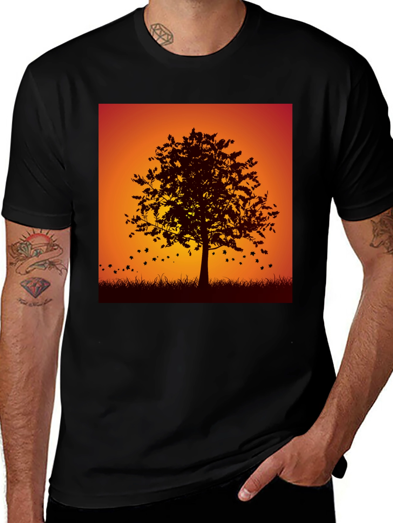 Variant 28 of Autumn Tree Graphic Black Tee