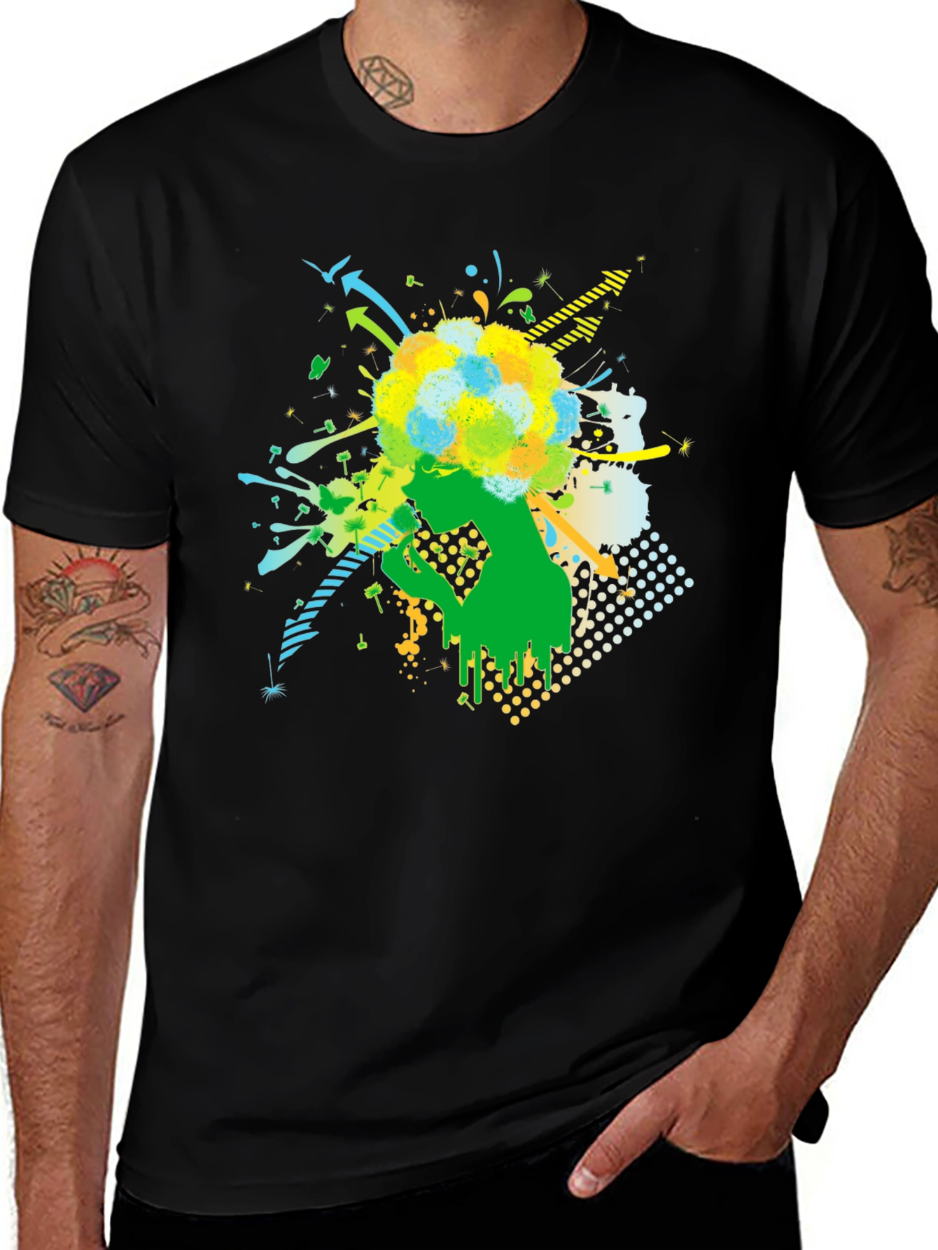 Variant 28 of Abstract Graphic Print Black T-Shirt