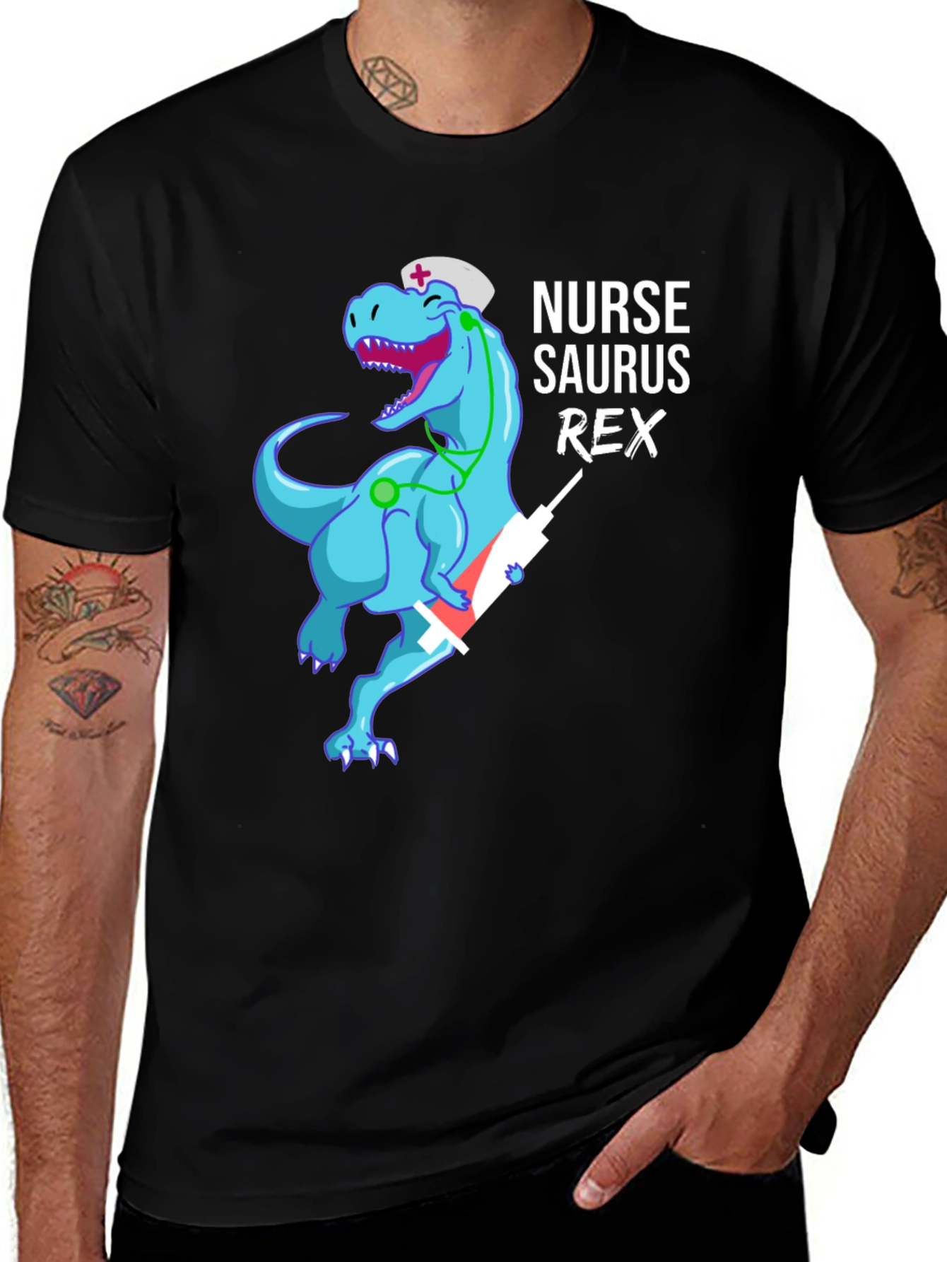 Variant 17 of Nurse Saurus Rex T-Shirt - Funny Dinosaur Graphic Tee