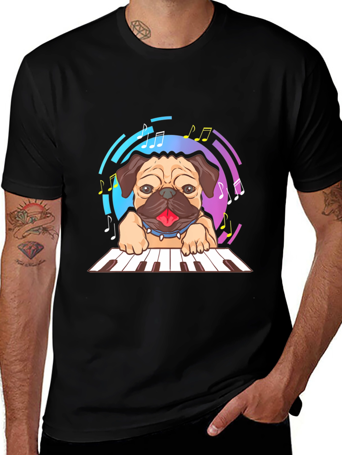 Variant 26 of Pug Pianist Graphic Tee