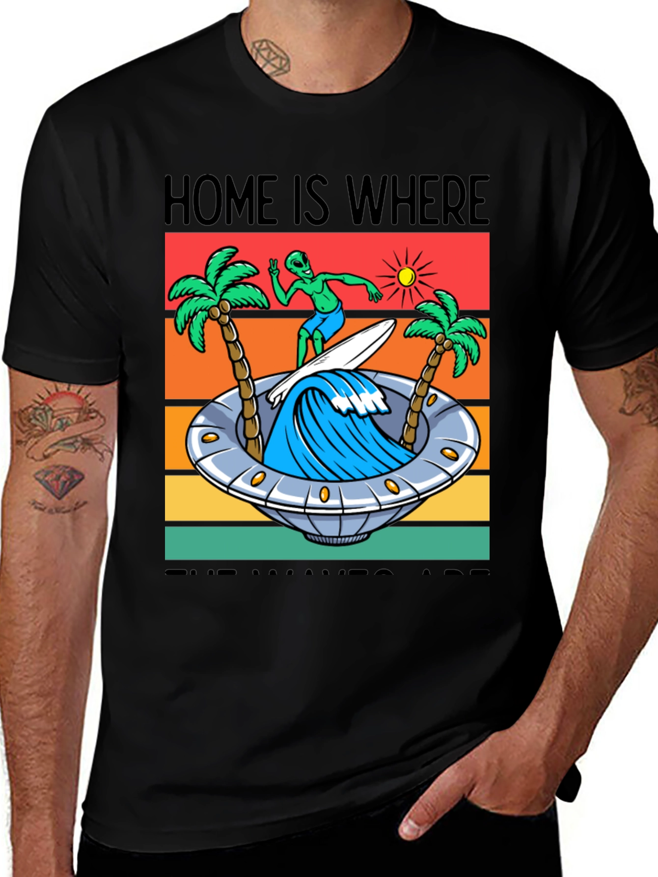 Variant 29 of Alien Surfing UFO Waves T-Shirt