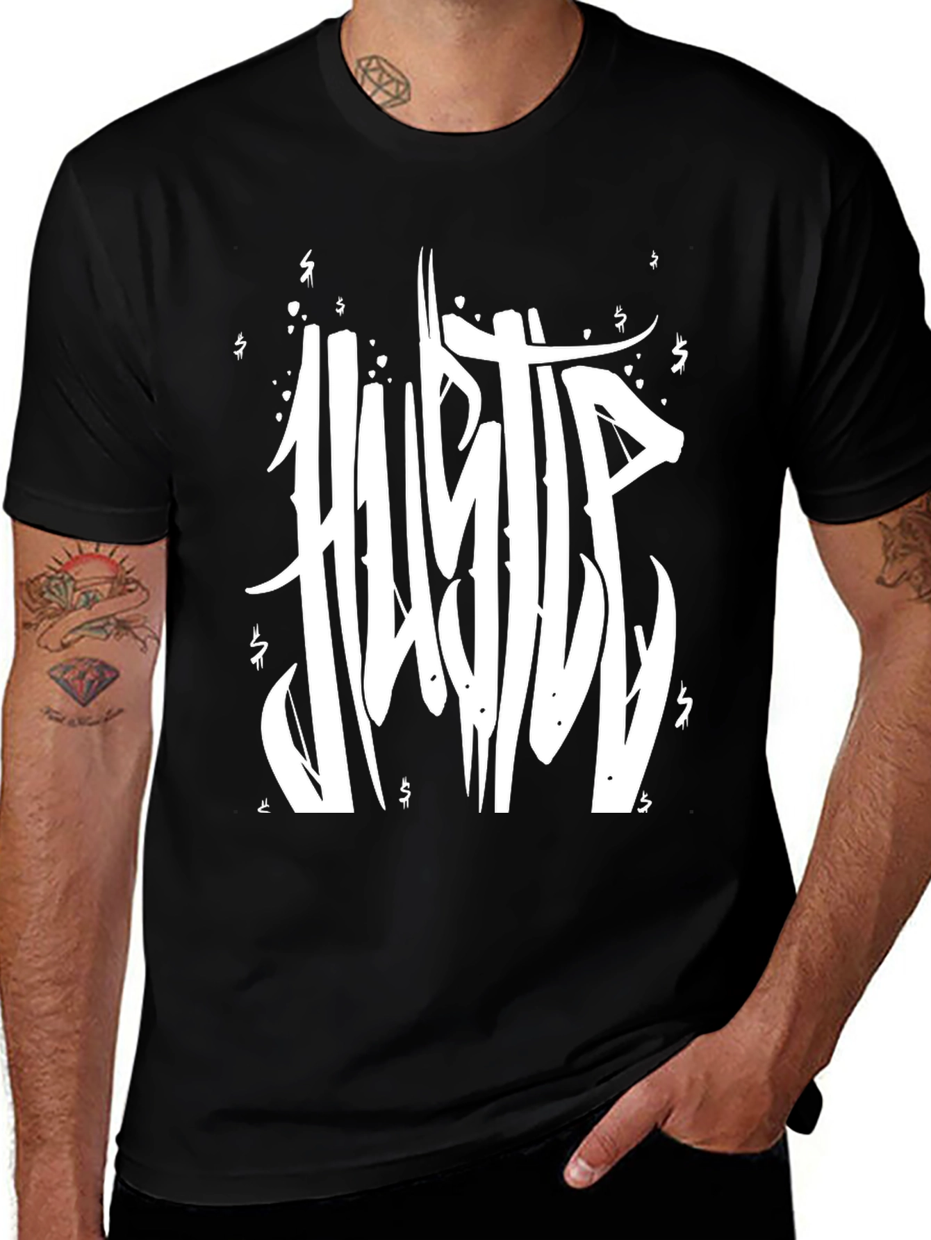 Variant 13 of Hustle Graphic Print Black T-Shirt