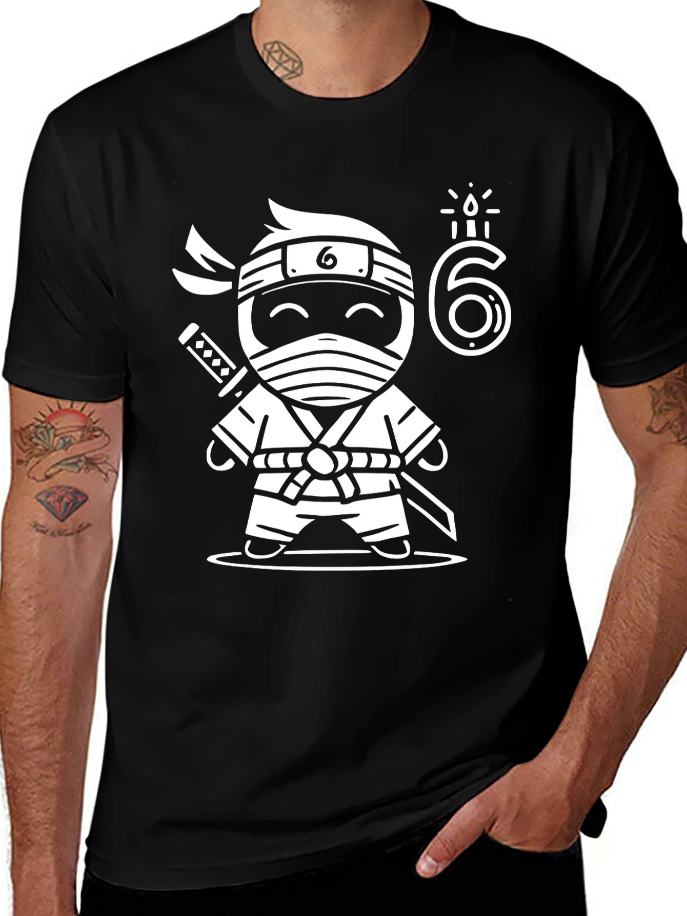 Variant 12 of Ninja 6th Birthday T-Shirt - Kids Party