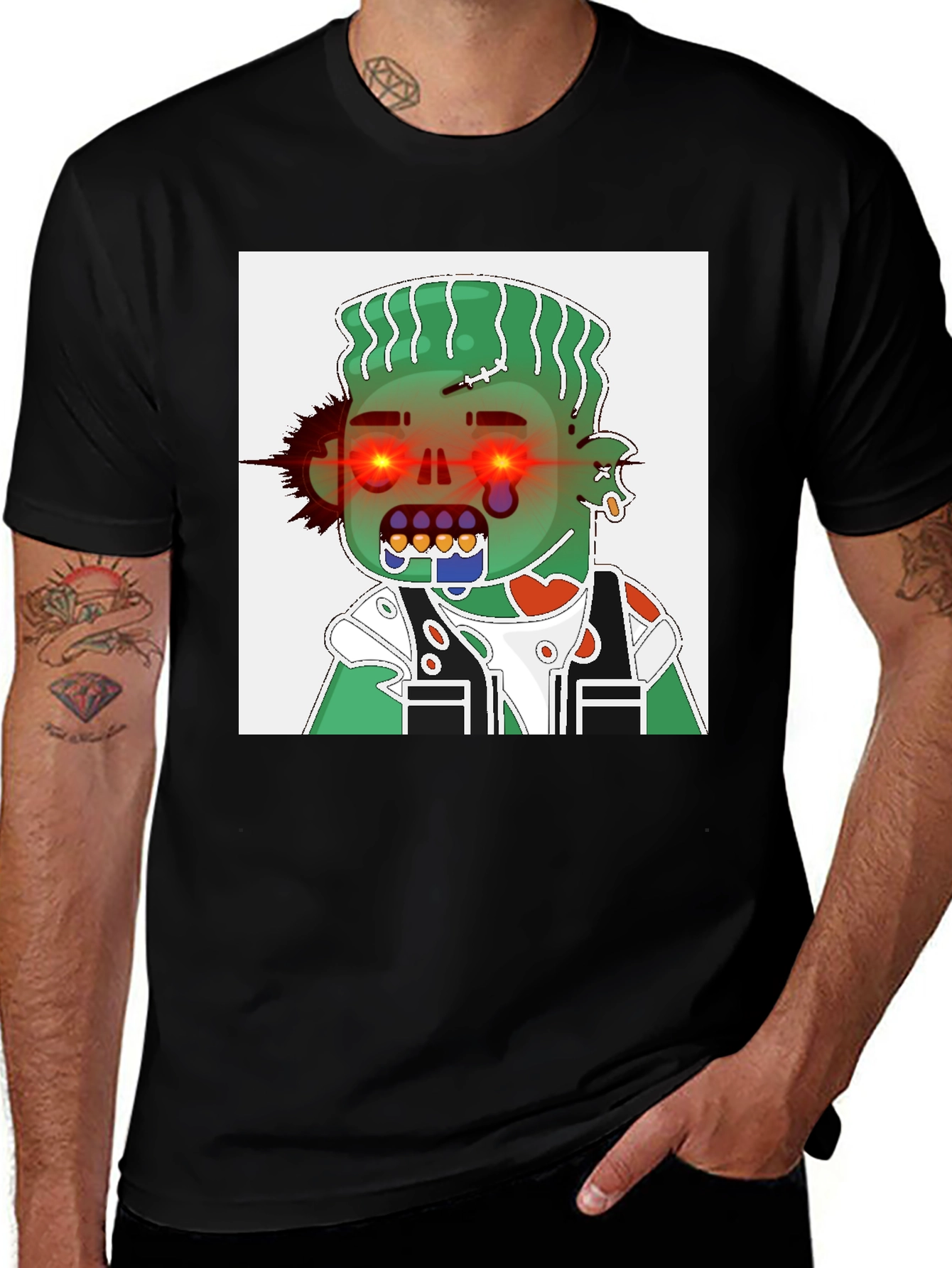 Variant 9 of Zombie Cartoon Graphic Black T-Shirt