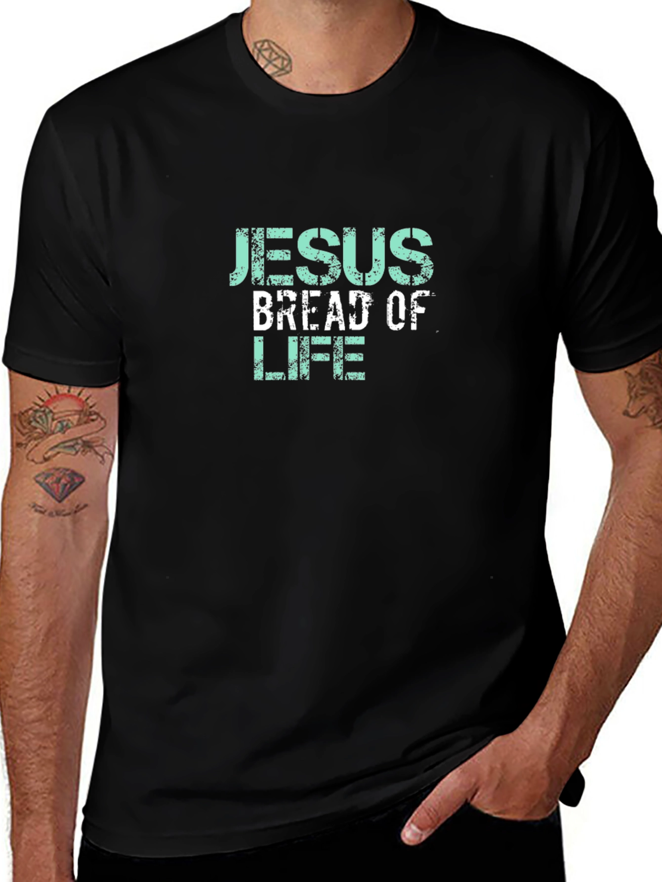 Jesus Bread of Life Graphic Tee - Black Cotton T-Shirt