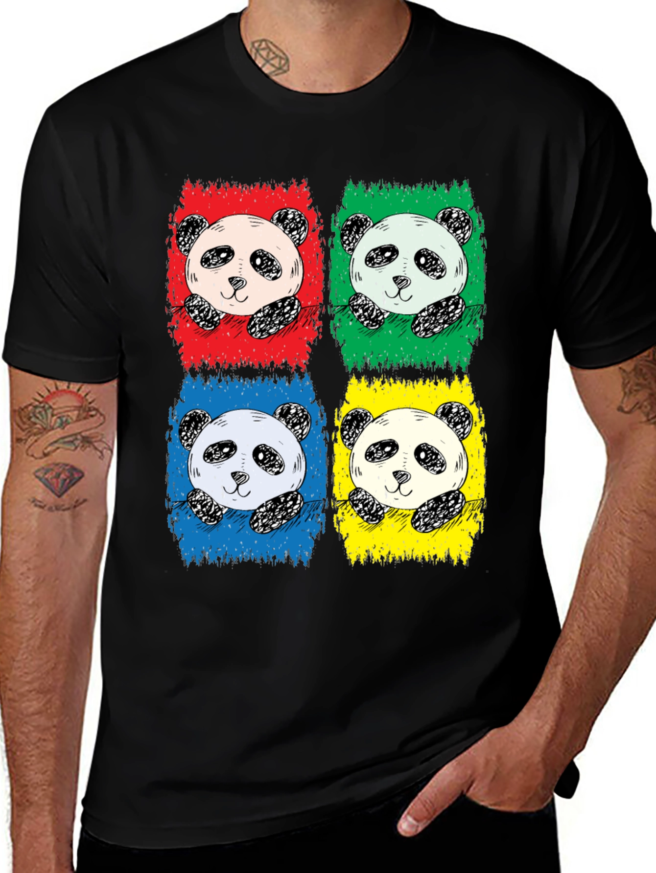 Black Pop Art Panda Graphic Tee - Unisex main image