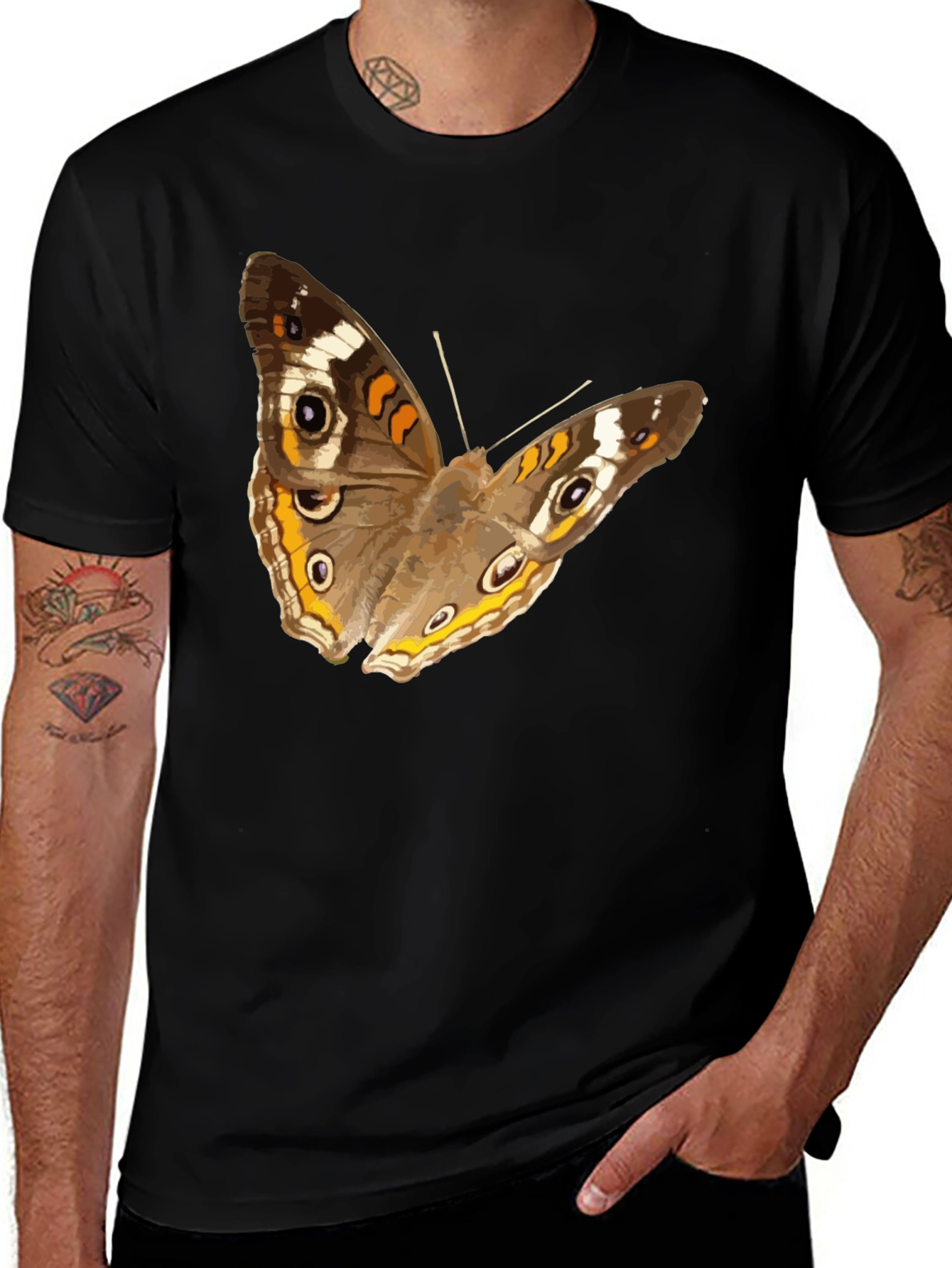 Butterfly Print Black T-Shirt