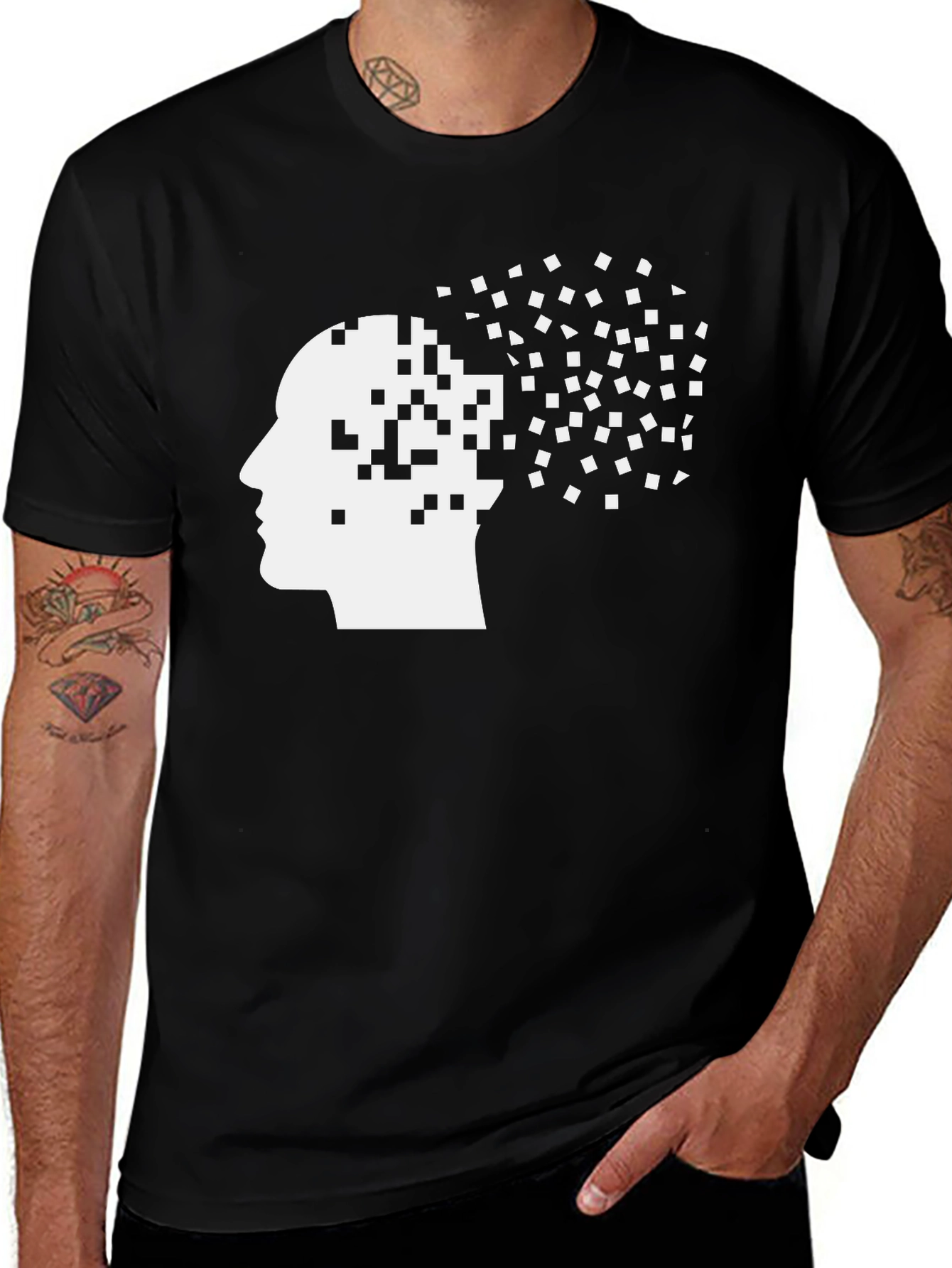 Variant 14 of Pixel Mind T-Shirt - Black Graphic Tee