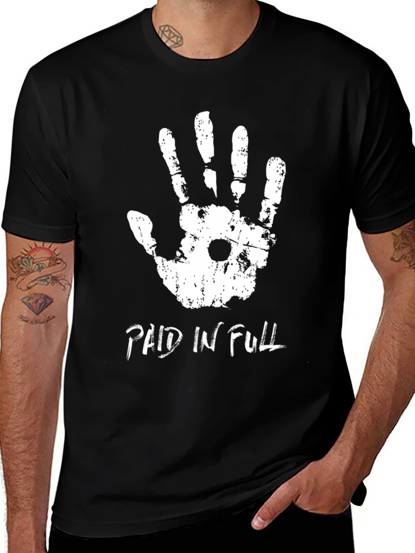 Variant 8 of Paid In Full Handprint Graphic Black T-Shirt