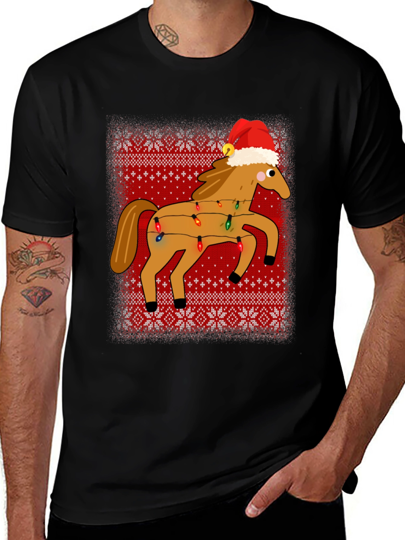 Christmas Horse Ugly Sweater T-Shirt
