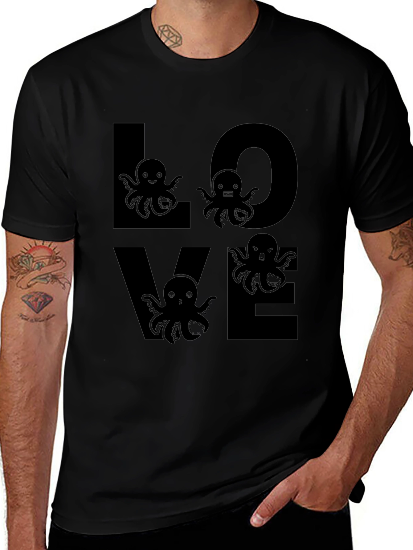 Variant 25 of Love Octopus Graphic Tee - Black Unisex T-Shirt