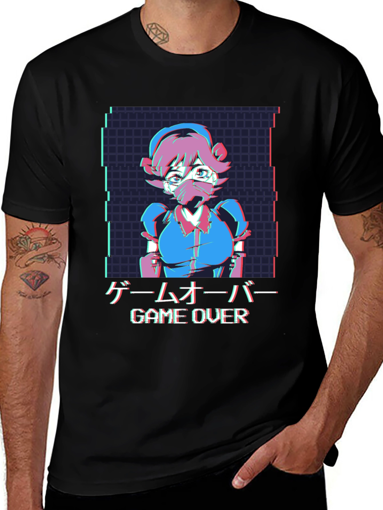 Variant 3 of Game Over Anime T-Shirt - Glitchcore Aesthetic