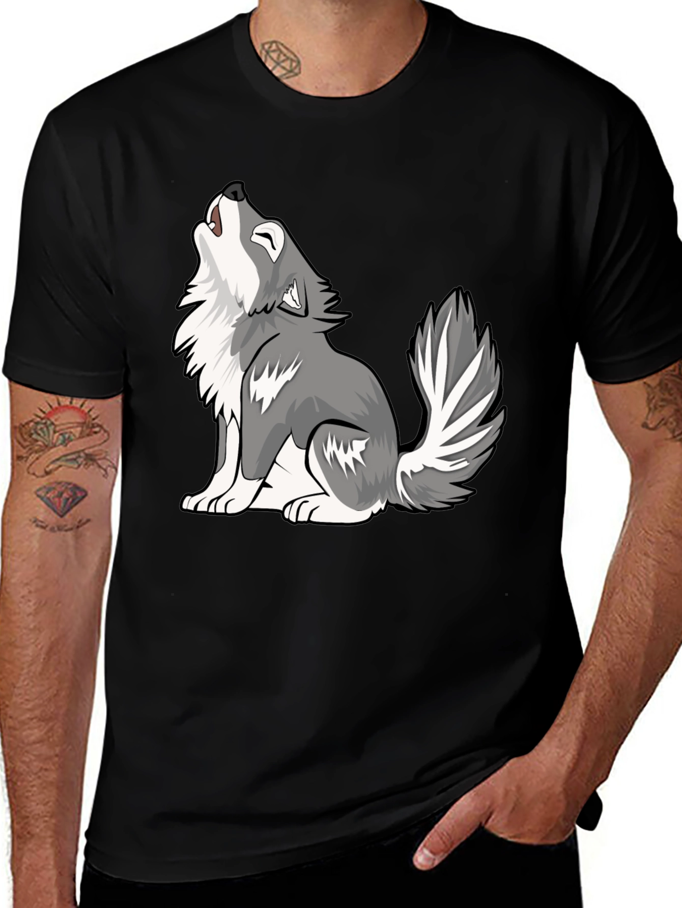 Variant 15 of Wolf Howling T-Shirt - Graphic Print Tee