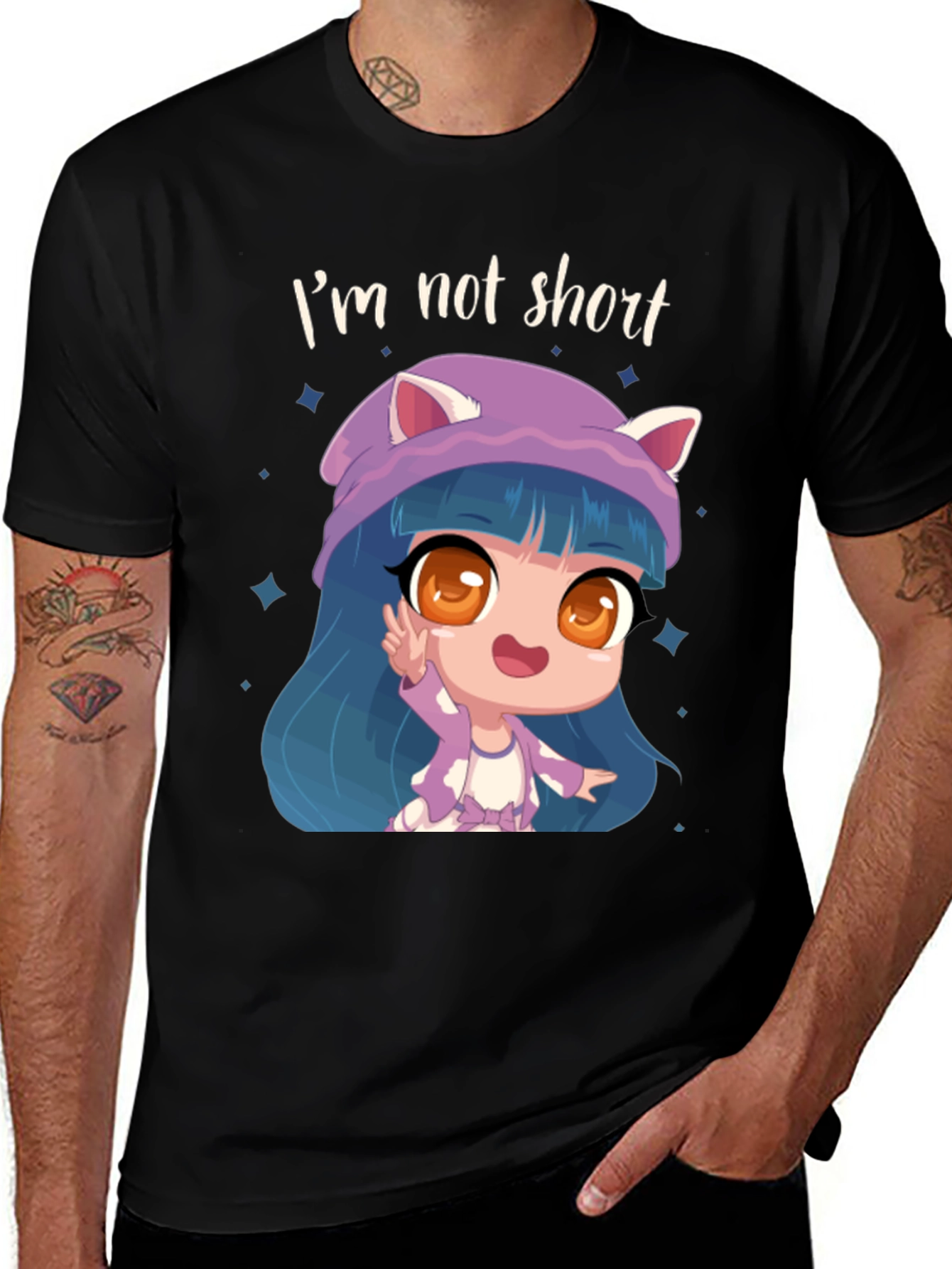 Variant 9 of I'm Not Short Cartoon Girl Graphic T-Shirt