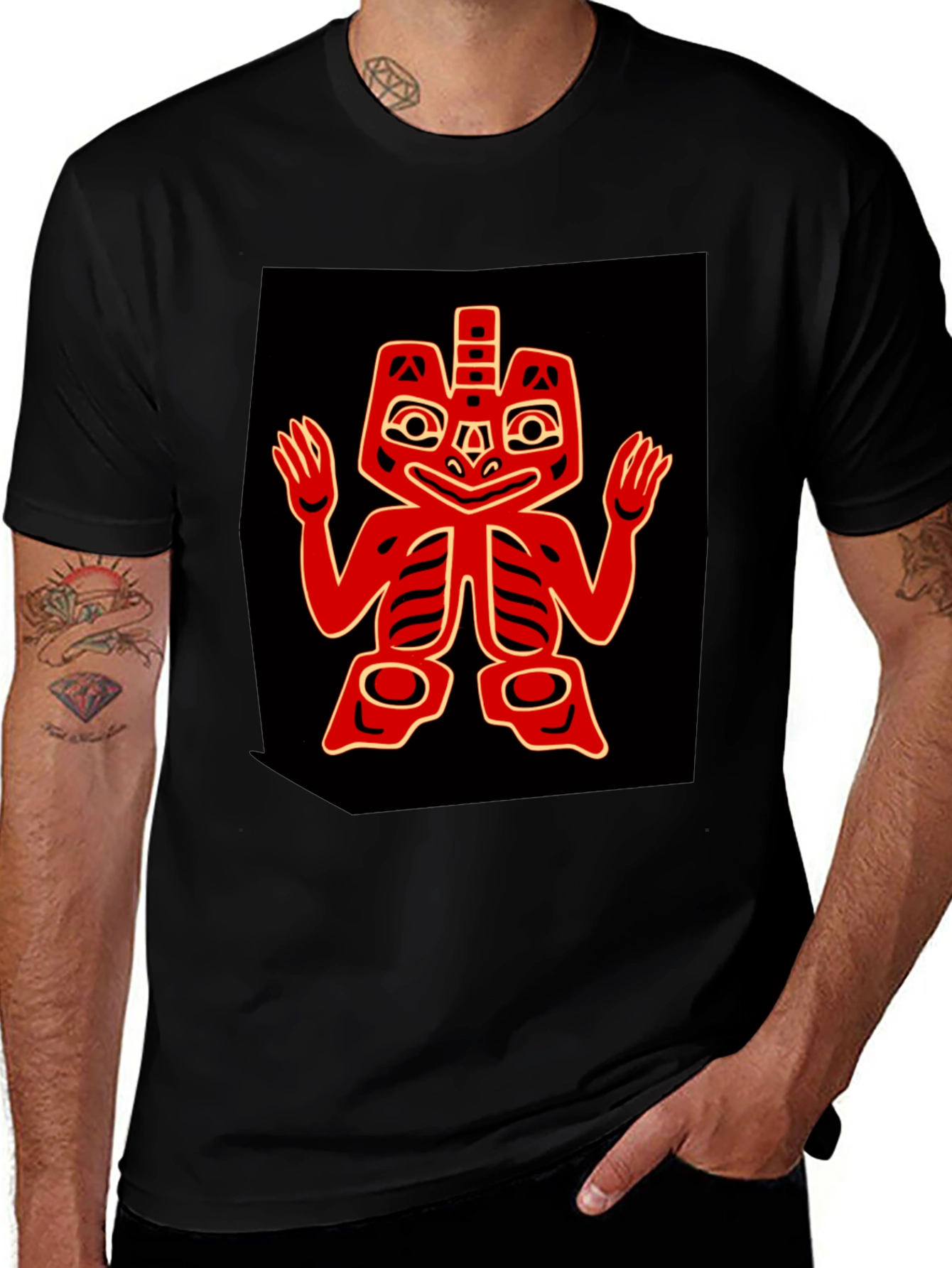 Variant 16 of Bold Graphic Tee - Red Native American Design