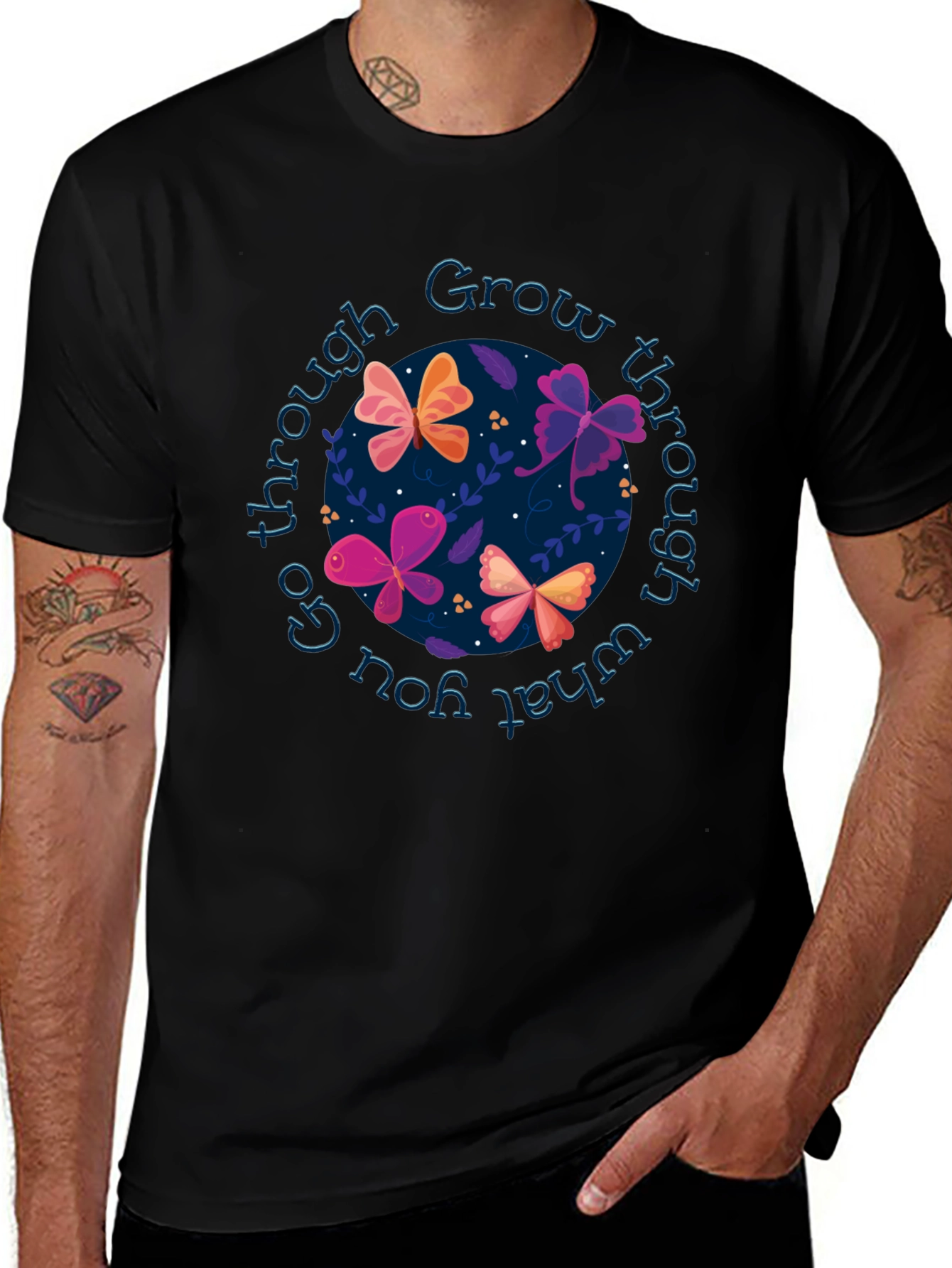 Variant 15 of Grow Through Butterflies T-Shirt - Inspirational Graphic Tee