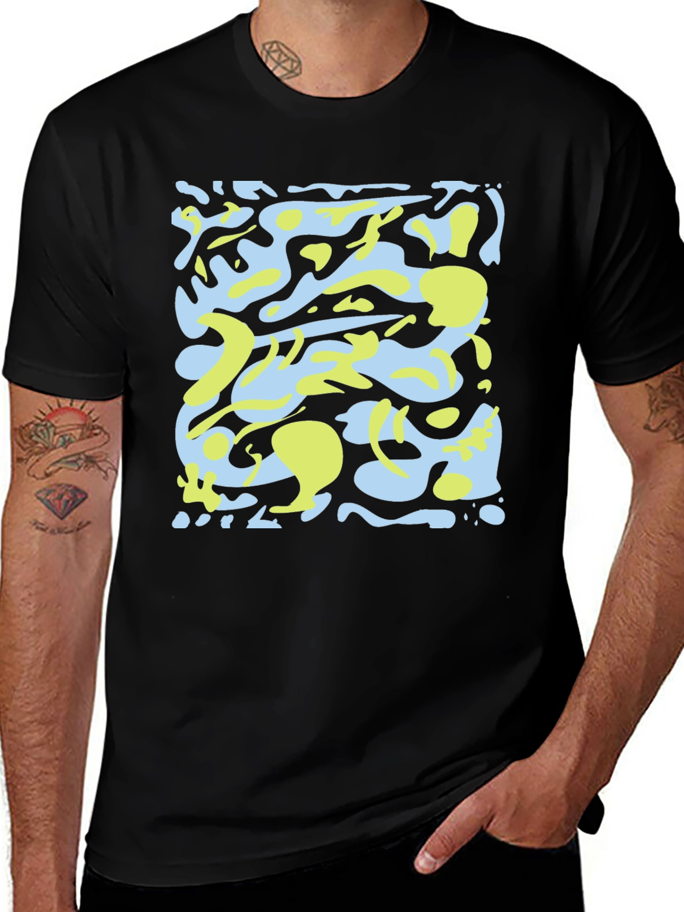 Black Abstract Camo Graphic Black T-Shirt main image