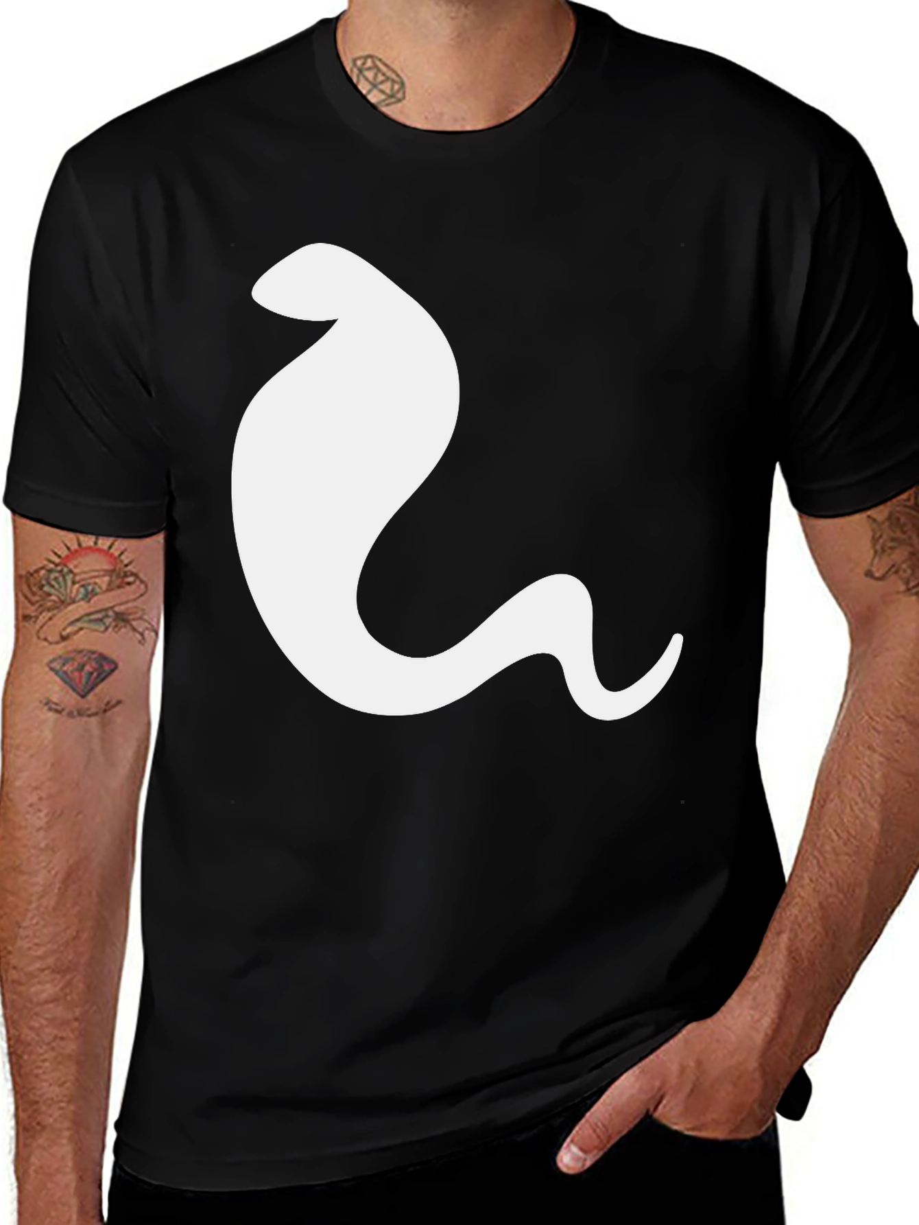 Variant 5 of Cobra T-Shirt: Bold White Snake Graphic on Black Tee