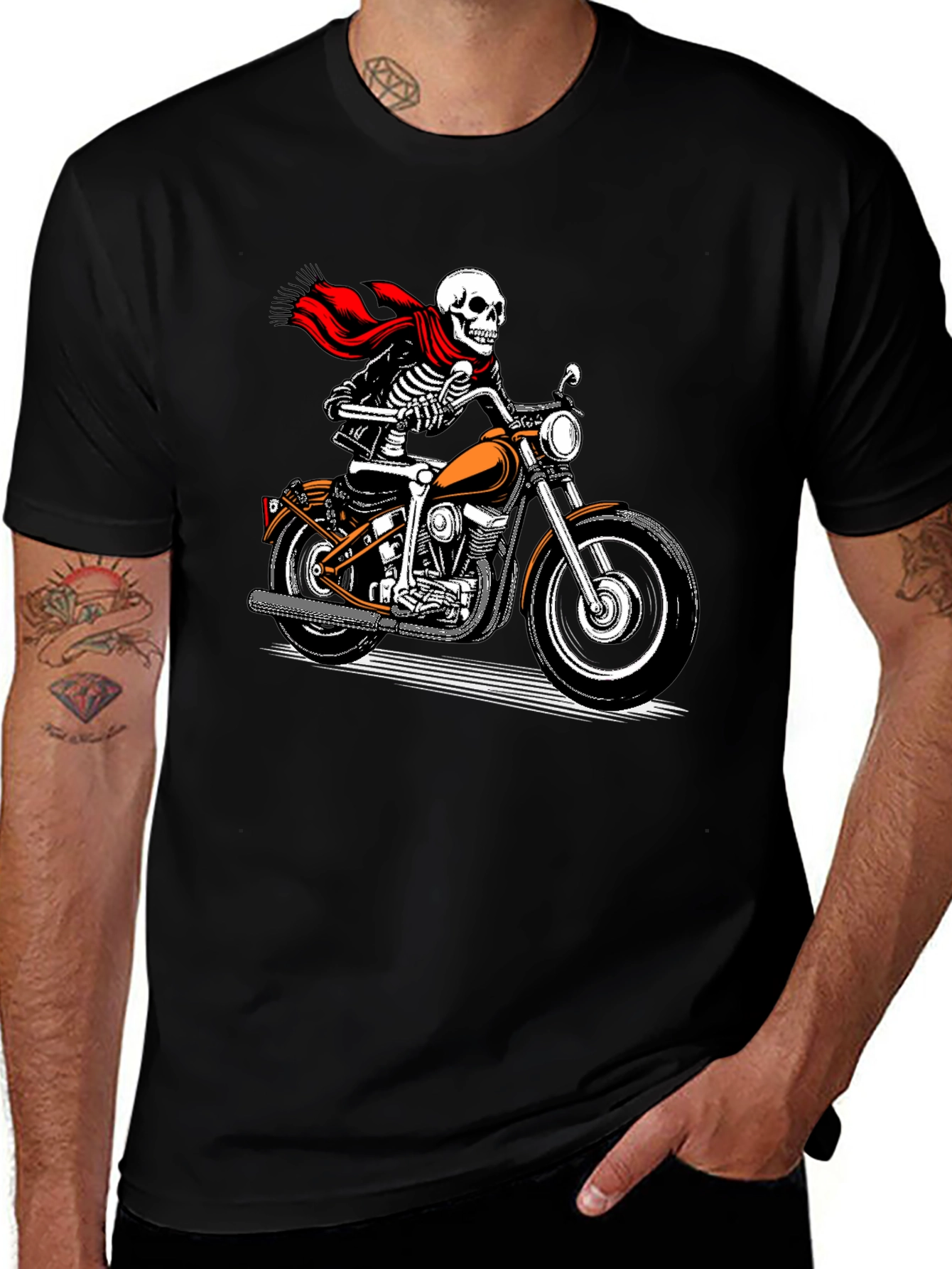 Variant 17 of Skeleton Motorcycle T-Shirt - Ride in Style