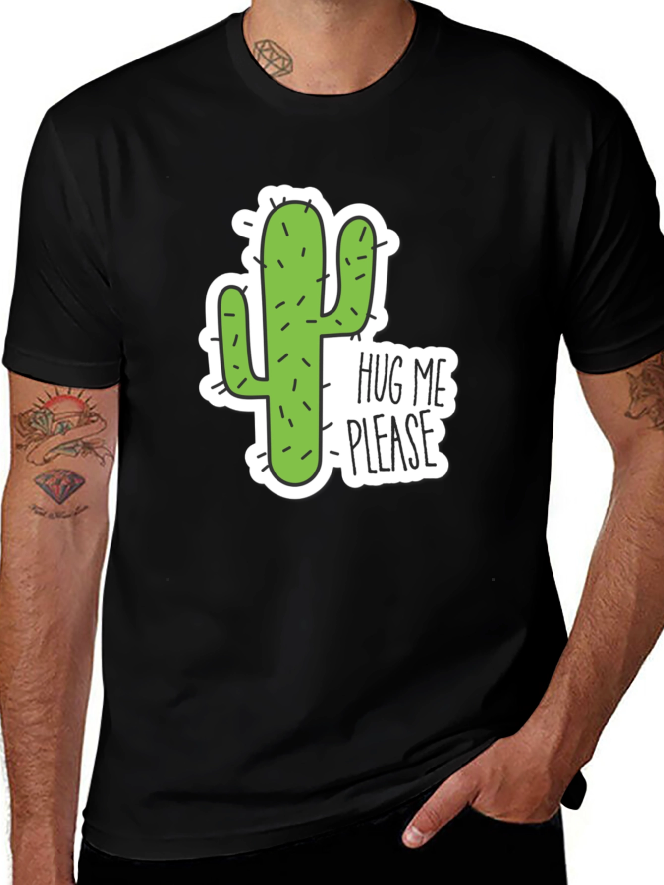 Variant 27 of Hug Me Please Cactus Graphic Tee - Black