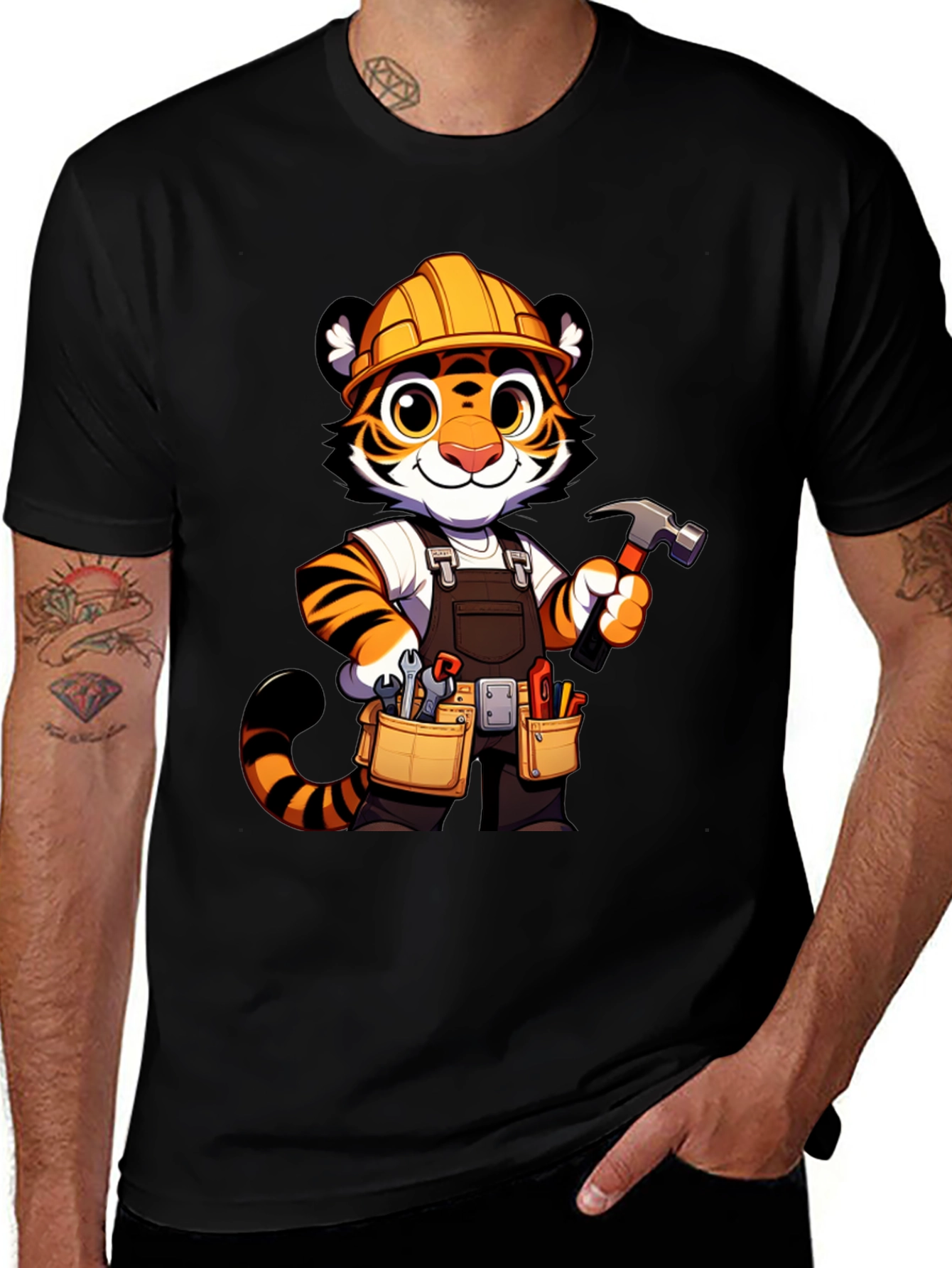 Variant 14 of Cartoon Tiger Builder Graphic Tee