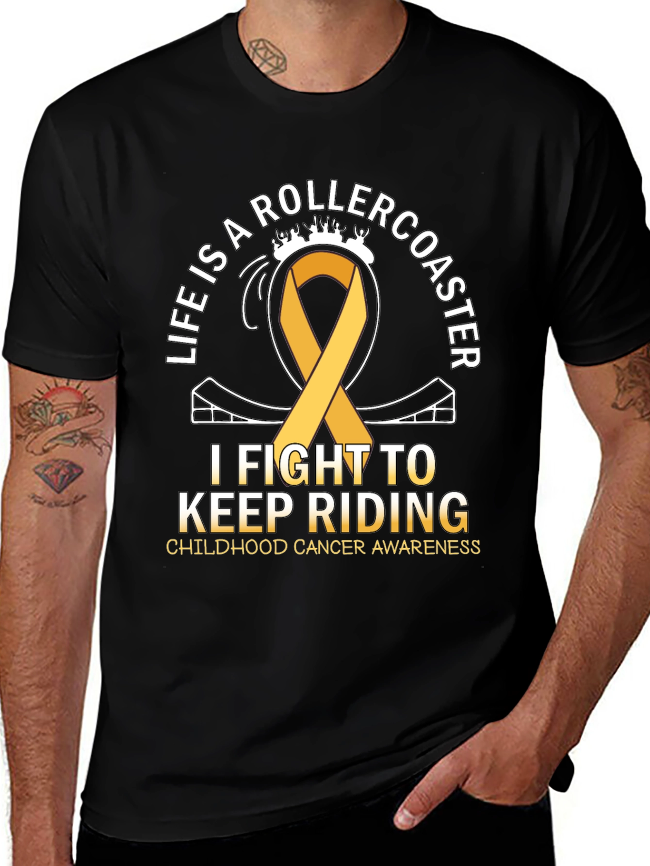 Variant 13 of Childhood Cancer Awareness Rollercoaster T-Shirt