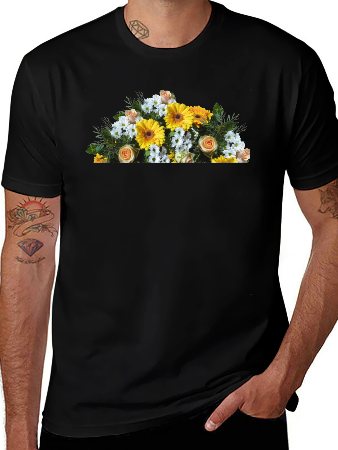 Variant 27 of Floral Bouquet Black T-Shirt