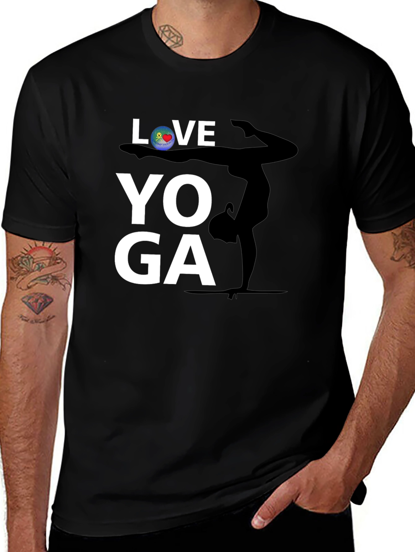 Variant 22 of Love Yoga Graphic Tee - Black Cotton Shirt
