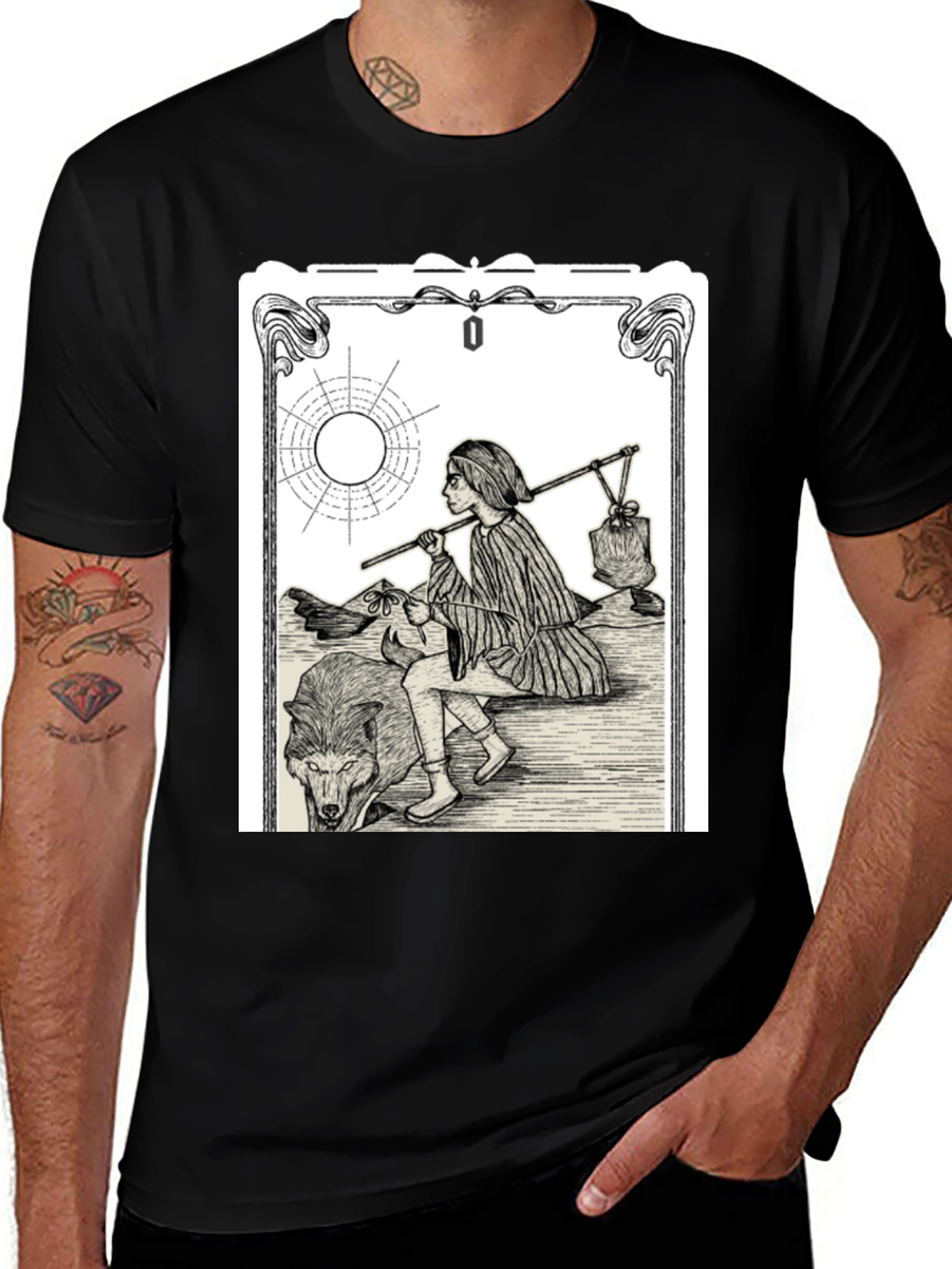 Variant 17 of The Fool Tarot Card Black T-Shirt