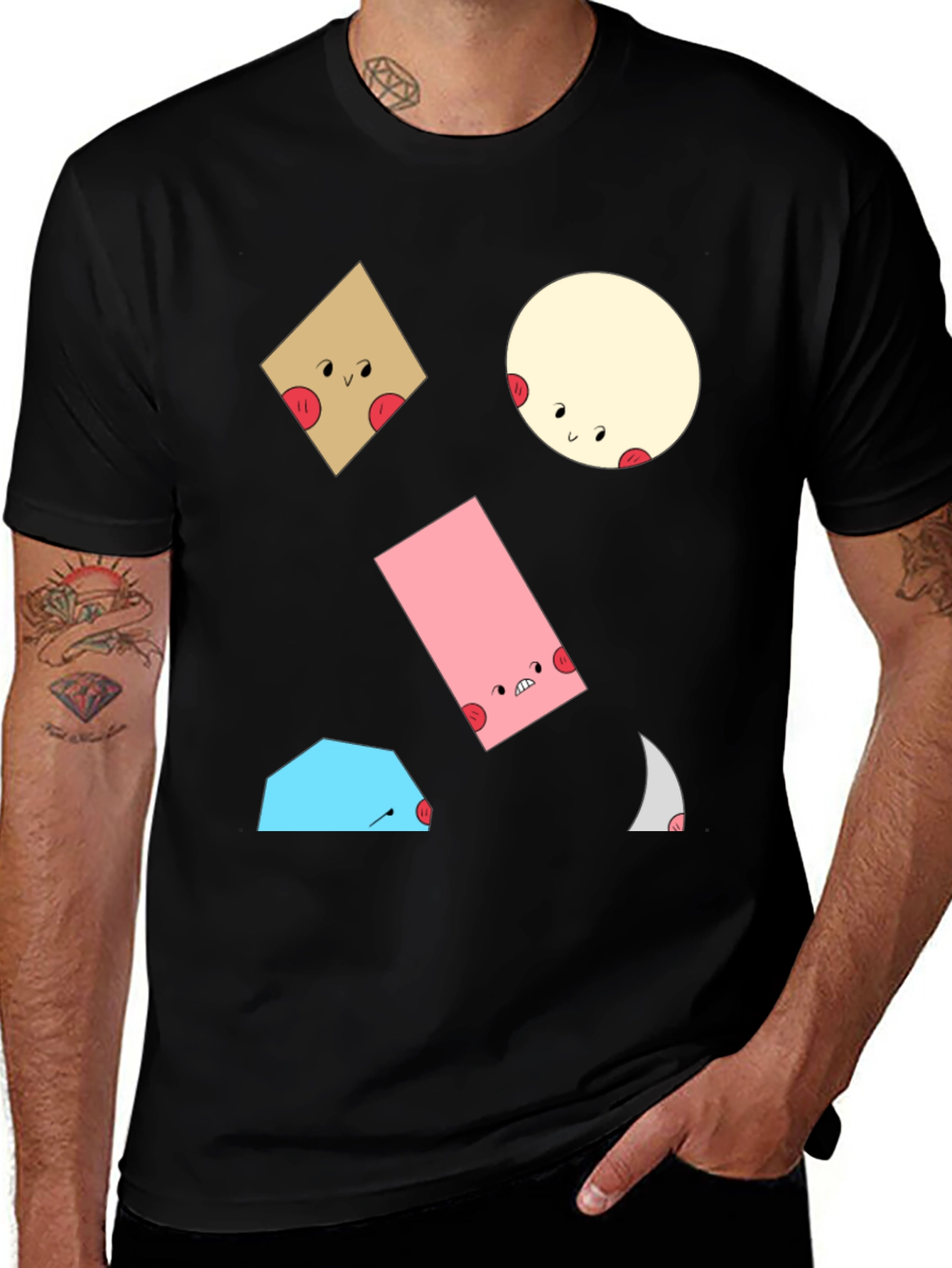 Fun Geometric Character T-Shirt