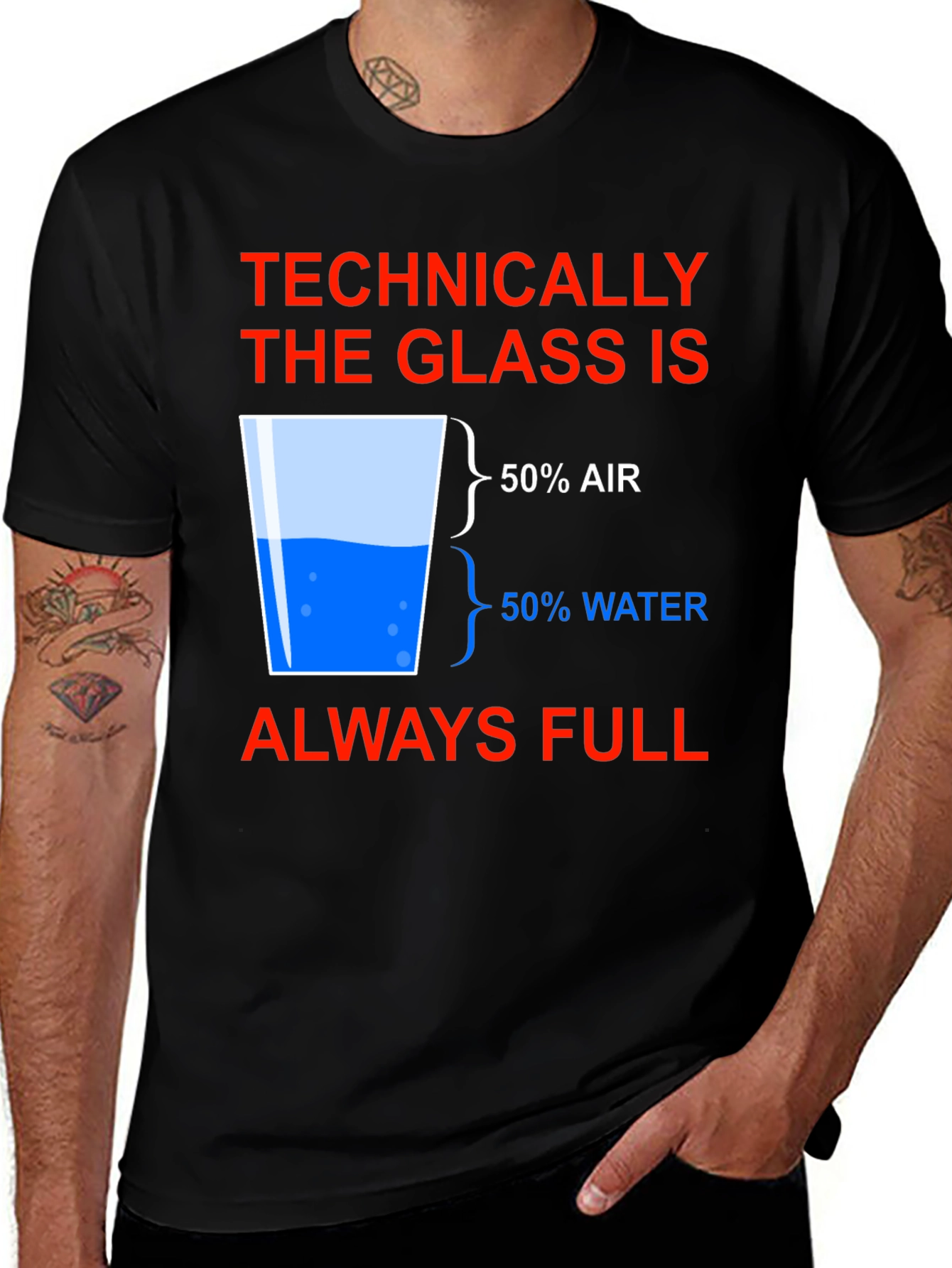 Variant 22 of Technically Full Glass Humor T-Shirt