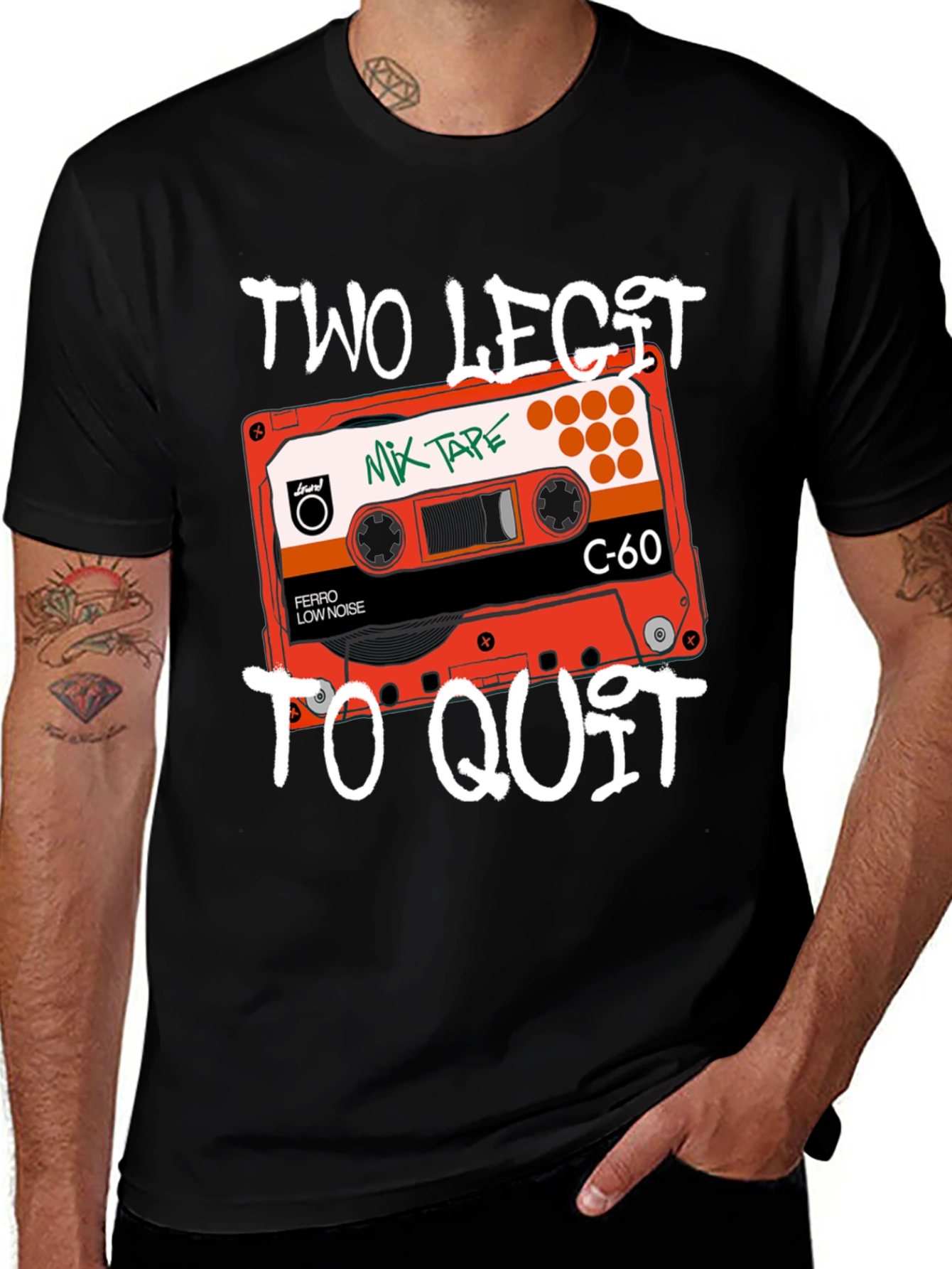 Variant 2 of Two Legit To Quit Cassette Tape Graphic Tee - Black