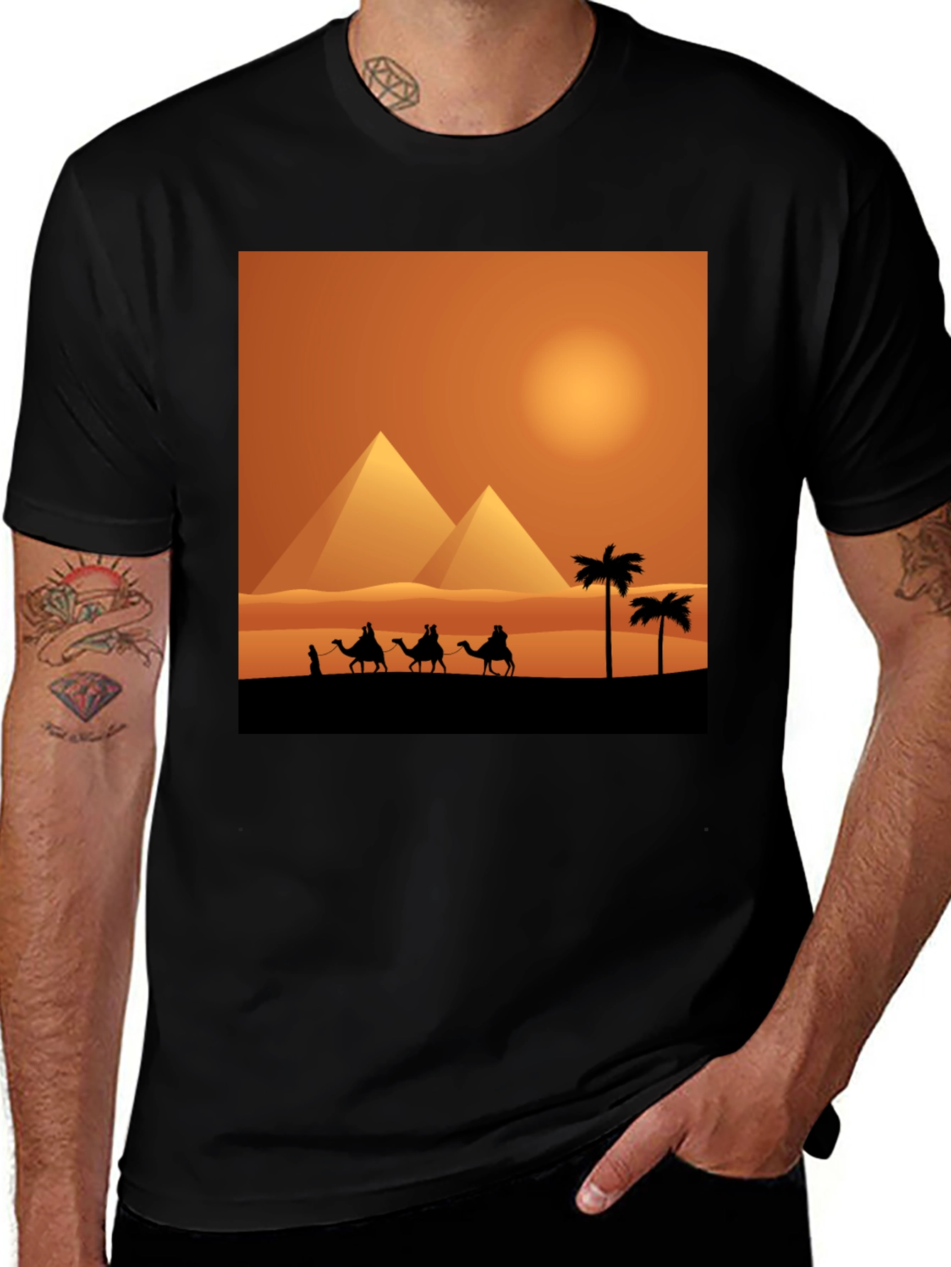 Variant 2 of Egyptian Desert Pyramid Graphic T-Shirt