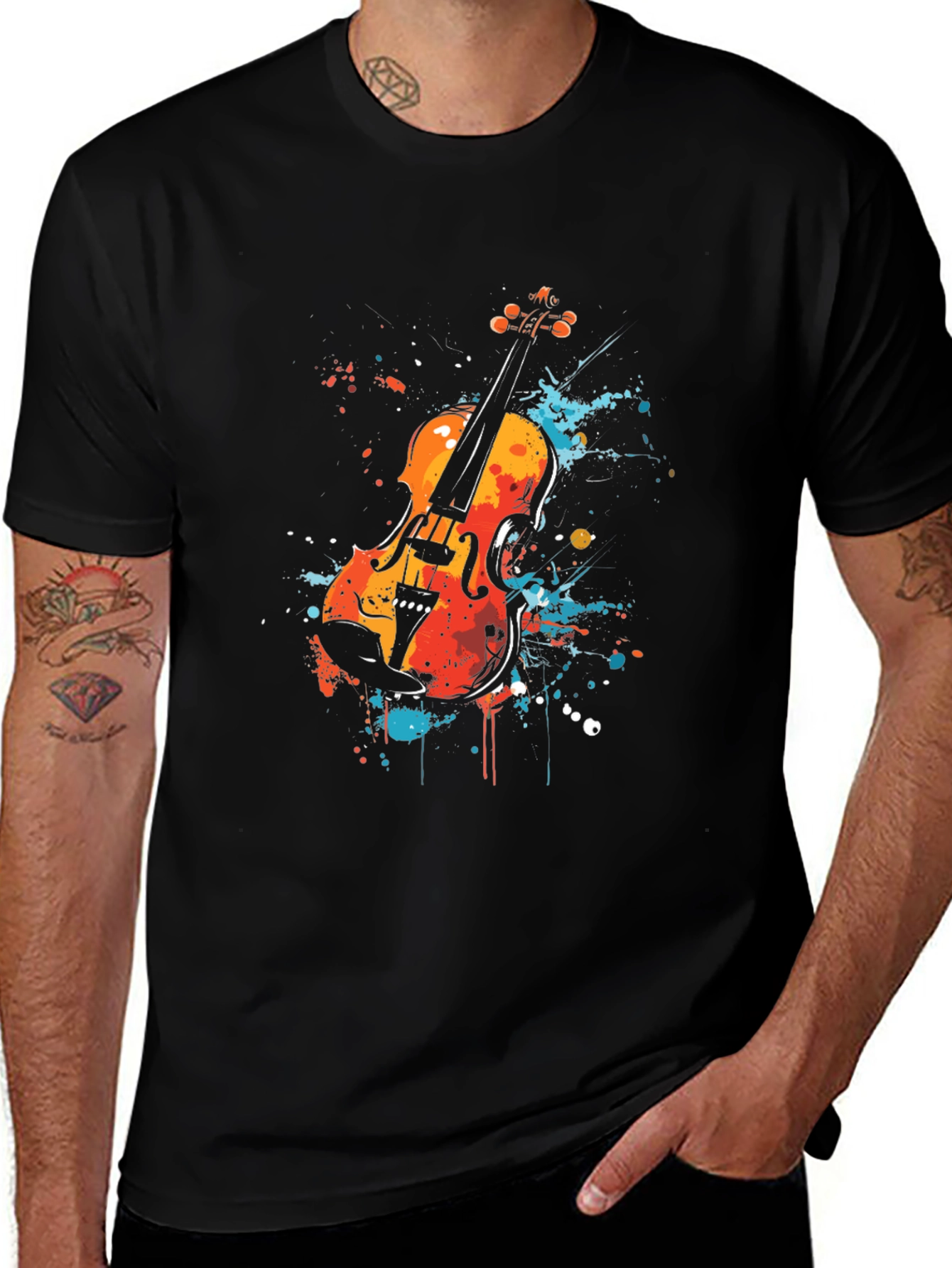 Variant 13 of Abstract Violin Graphic Tee - Stylish Musician T-Shirt