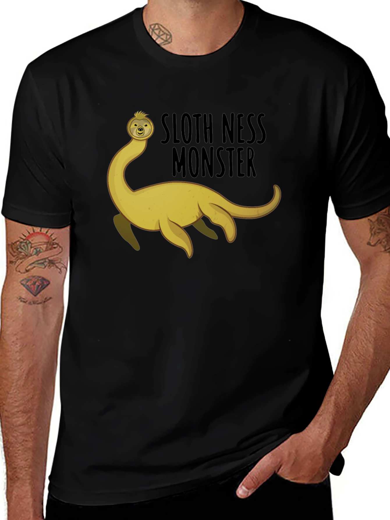 Variant 19 of Sloth Ness Monster Black T-Shirt