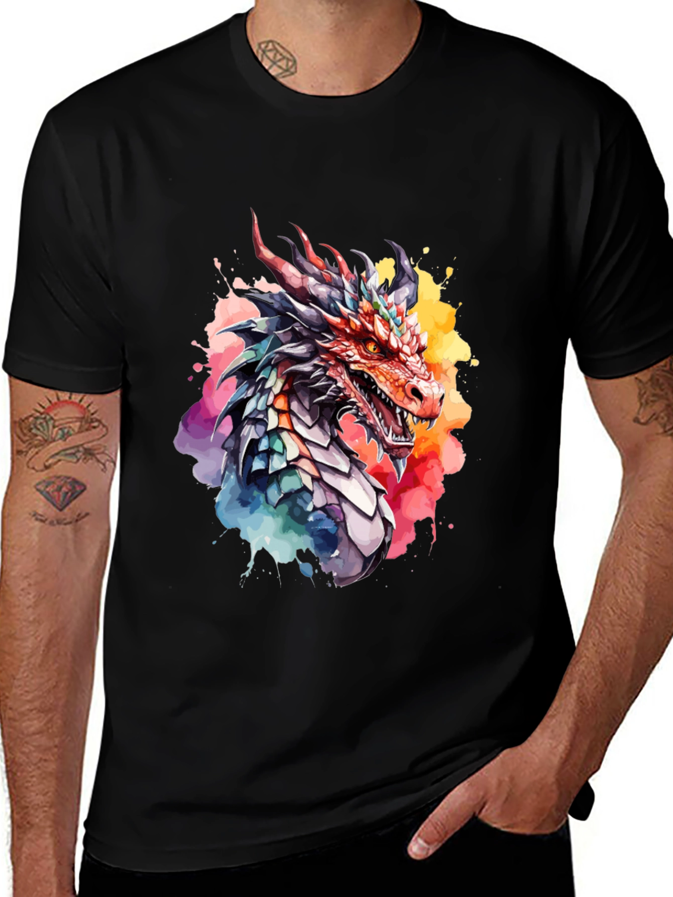 Variant 2 of Watercolor Dragon T-Shirt - Bold Graphic Tee