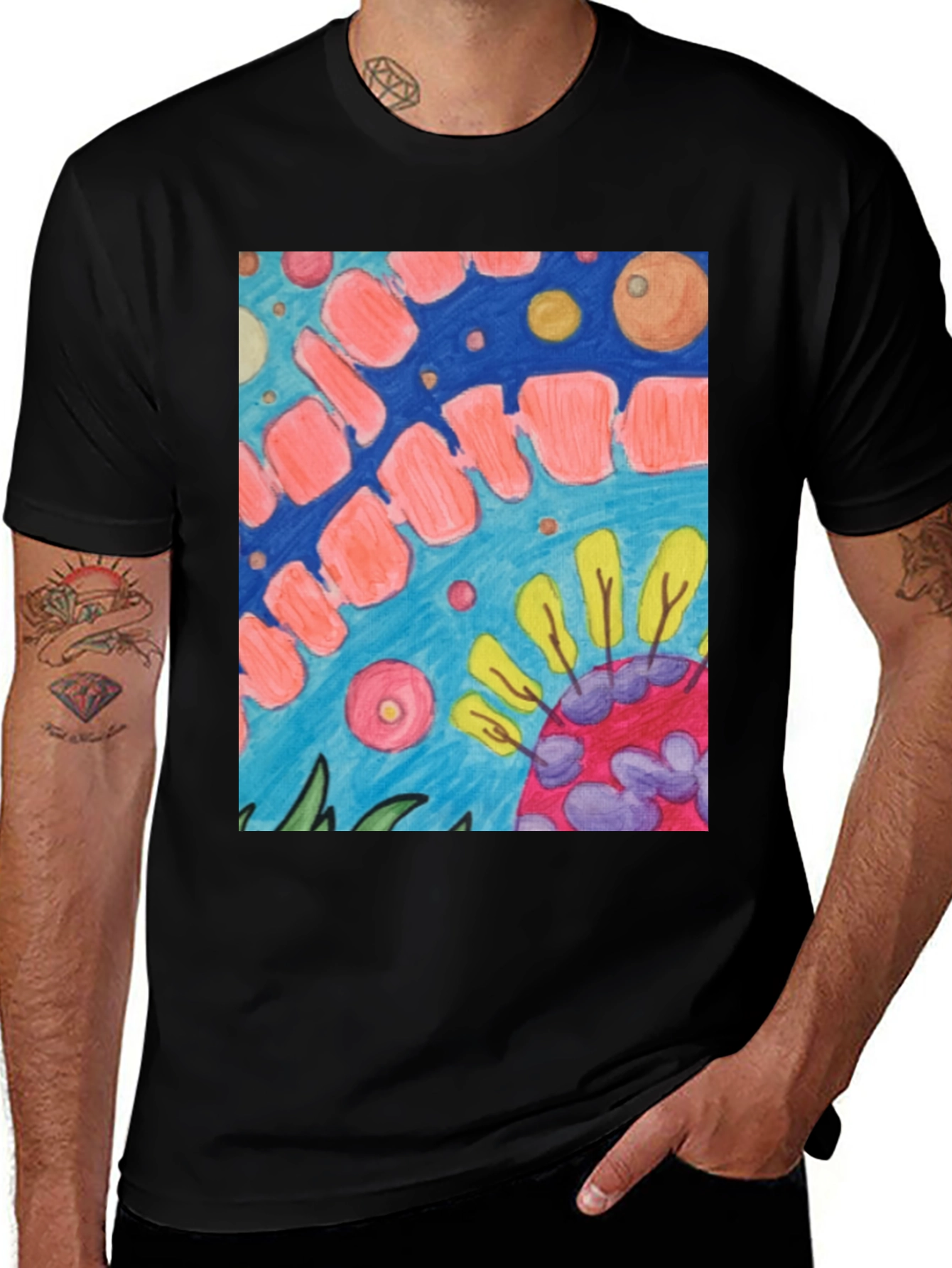 Variant 3 of Abstract Art Print Black T-Shirt