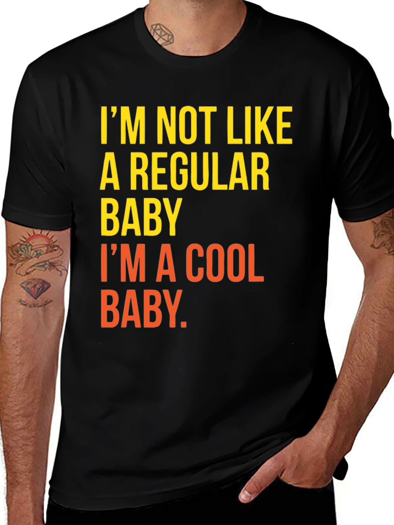 Variant 14 of Cool Baby Graphic Tee - Men's Black T-Shirt
